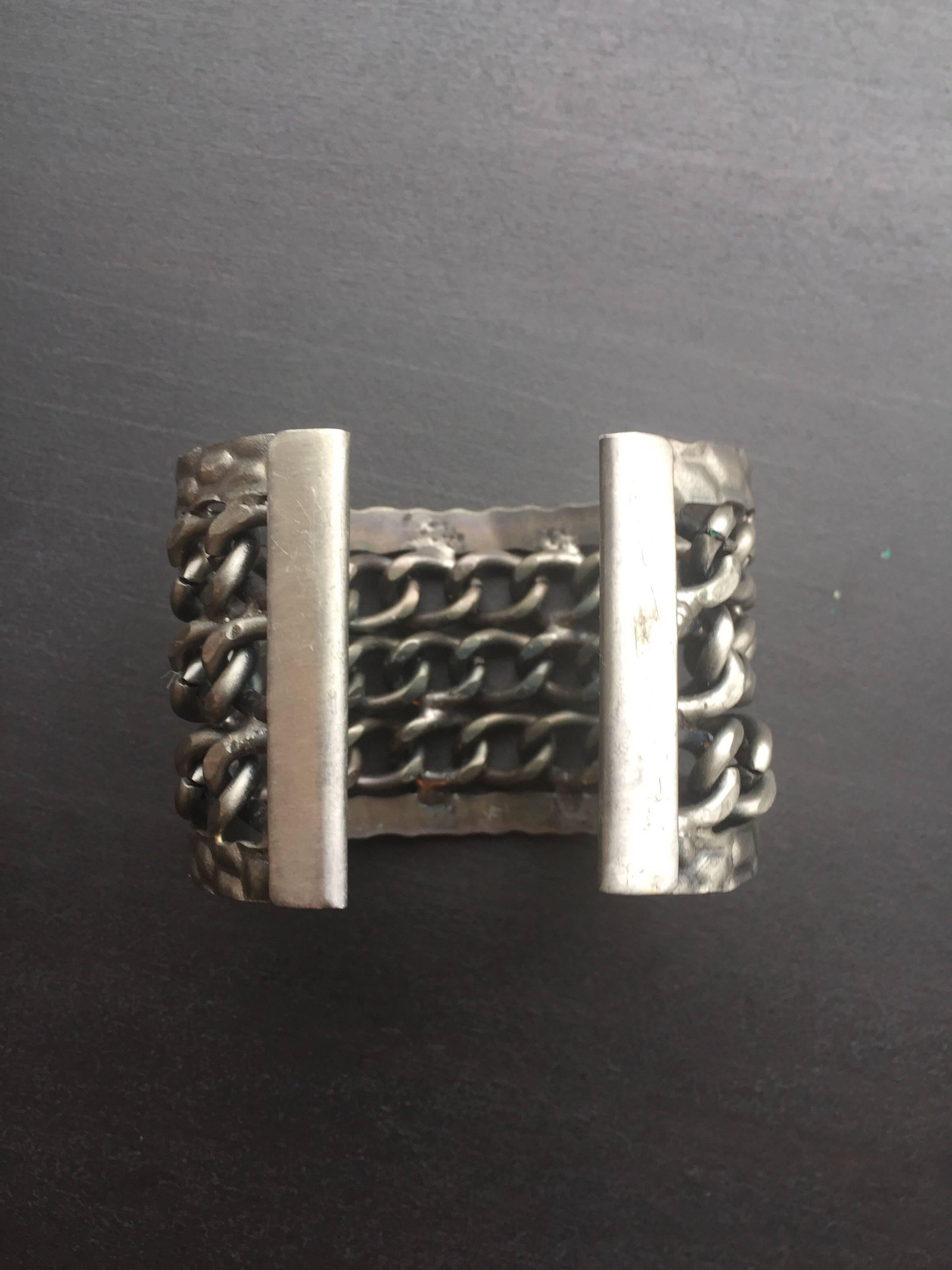 Women's or Men's Metal chain cuff  For Sale