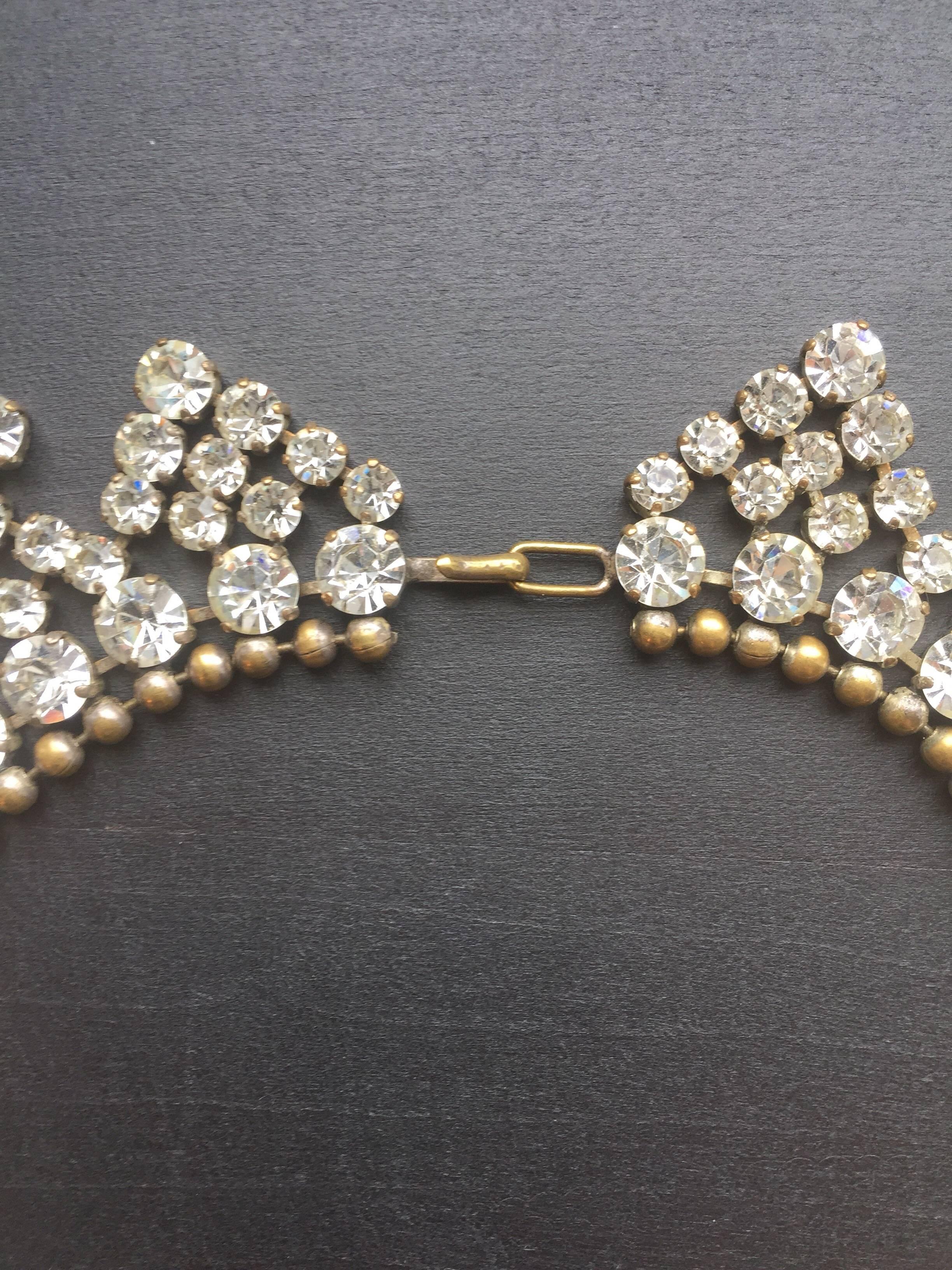 Large crystal diamanté collar necklace  In Good Condition For Sale In New York, NY