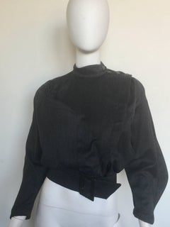 Thierry Mugler Charcoal Grey silver star cropped jacket
