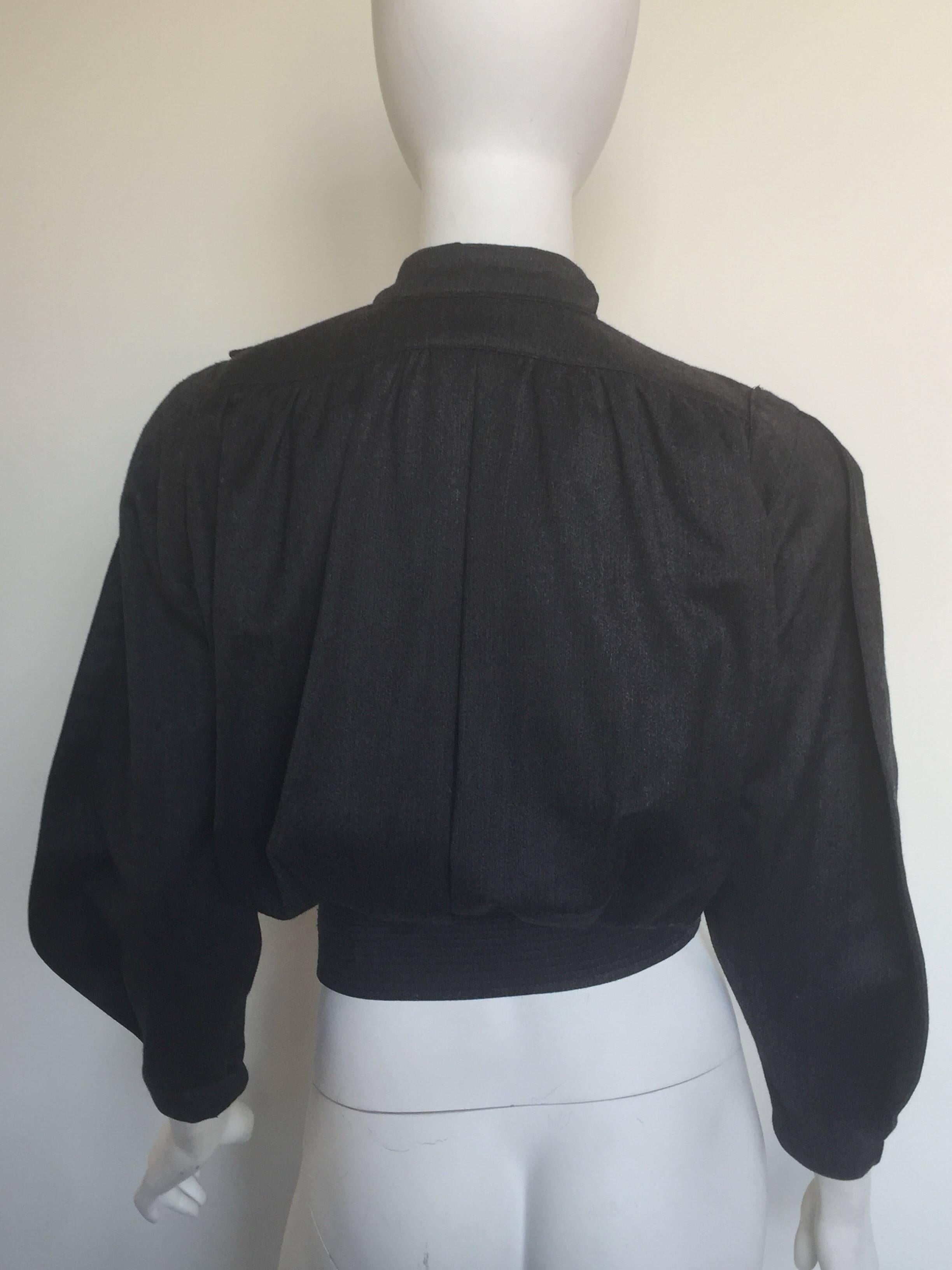 Thierry Mugler Charcoal Grey silver star cropped jacket  For Sale 2