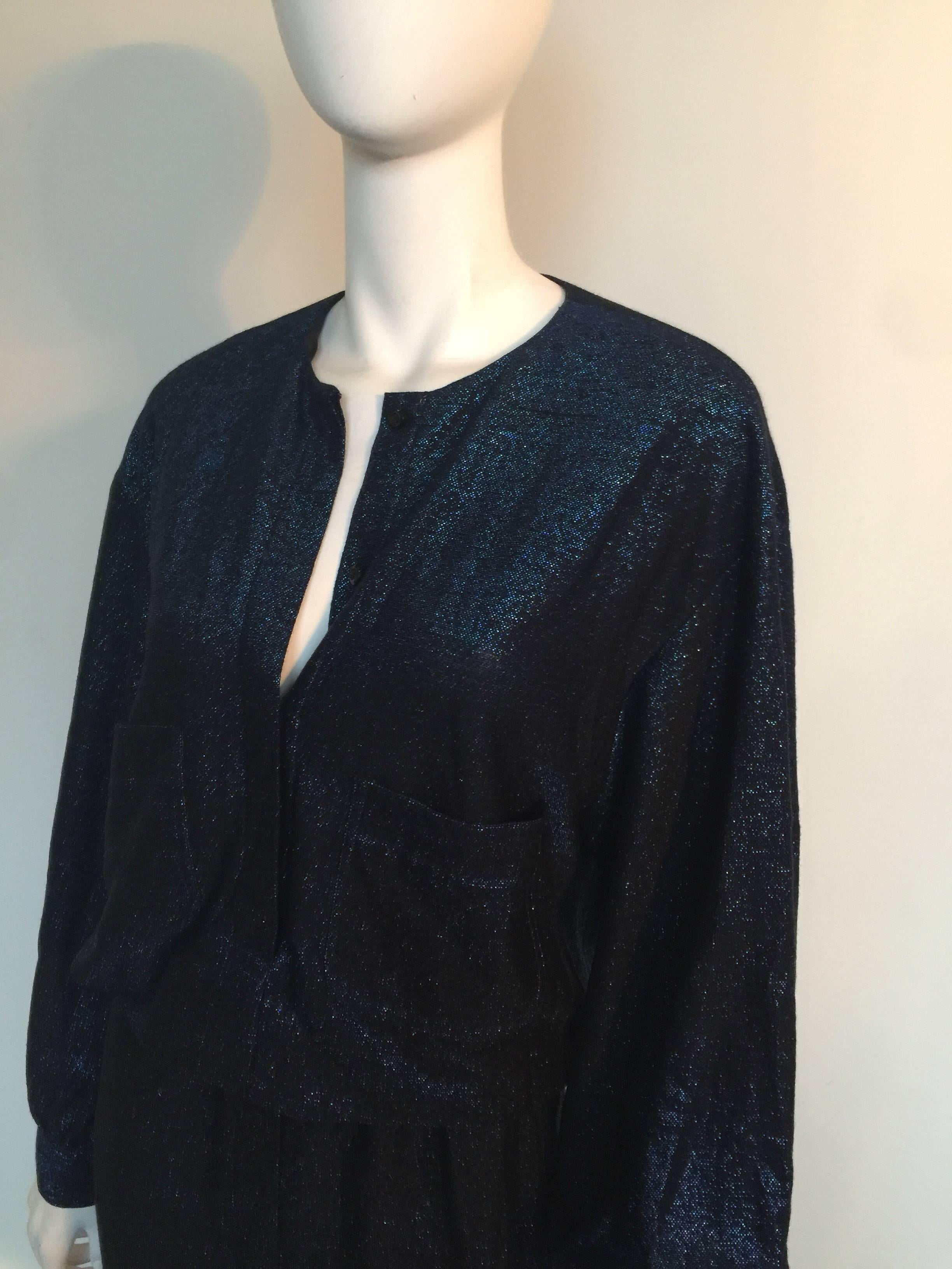 Black Giorgio di Sant'Angelo Midnight blue sparkle maxi dress  For Sale