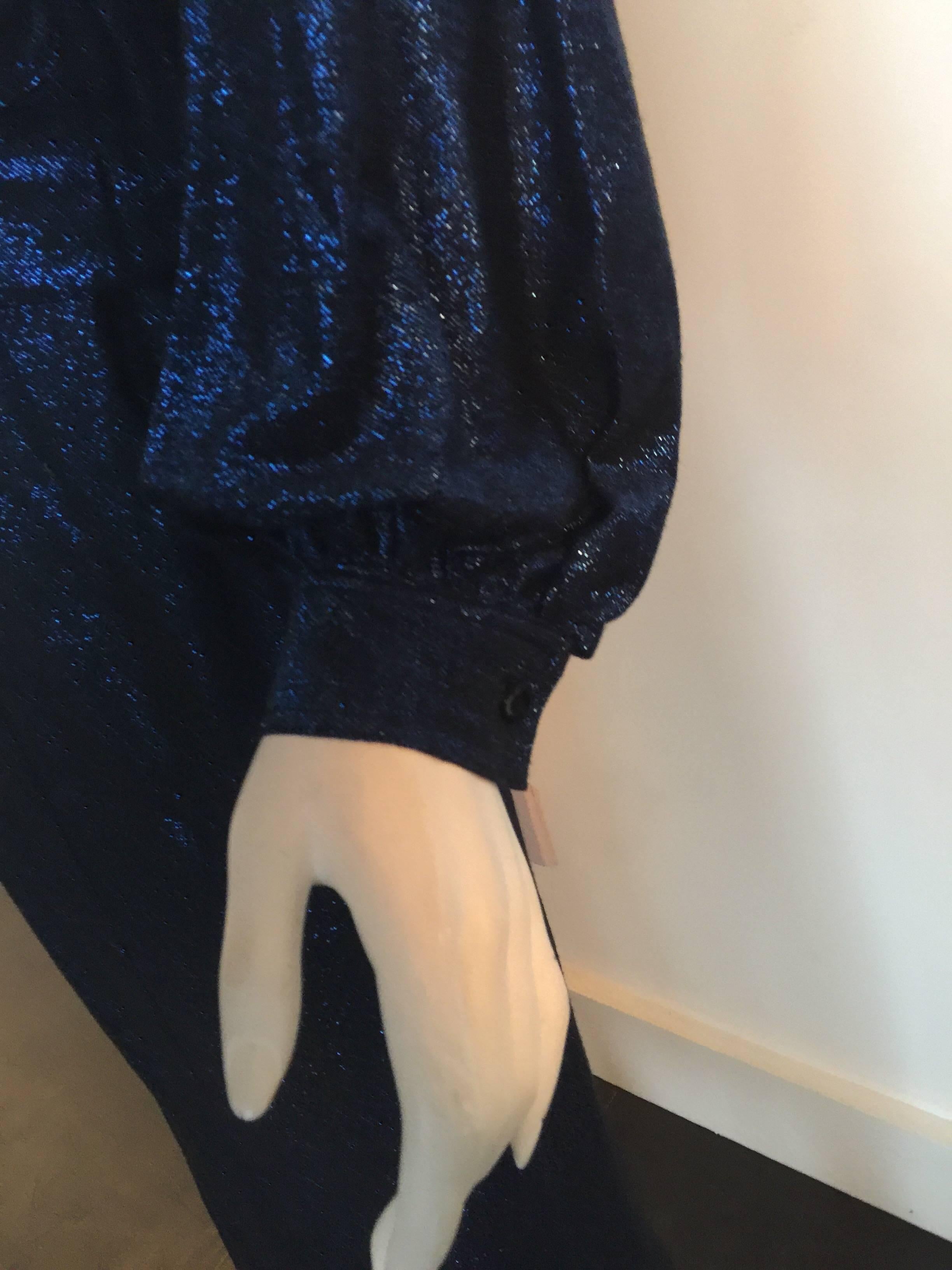 Giorgio di Sant'Angelo Midnight blue sparkle maxi dress  In Good Condition For Sale In New York, NY