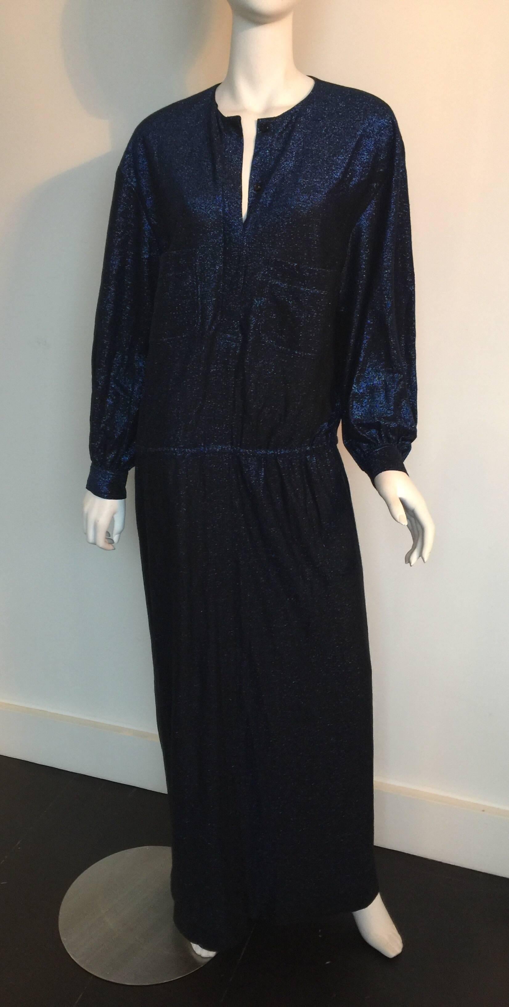 Women's or Men's Giorgio di Sant'Angelo Midnight blue sparkle maxi dress  For Sale