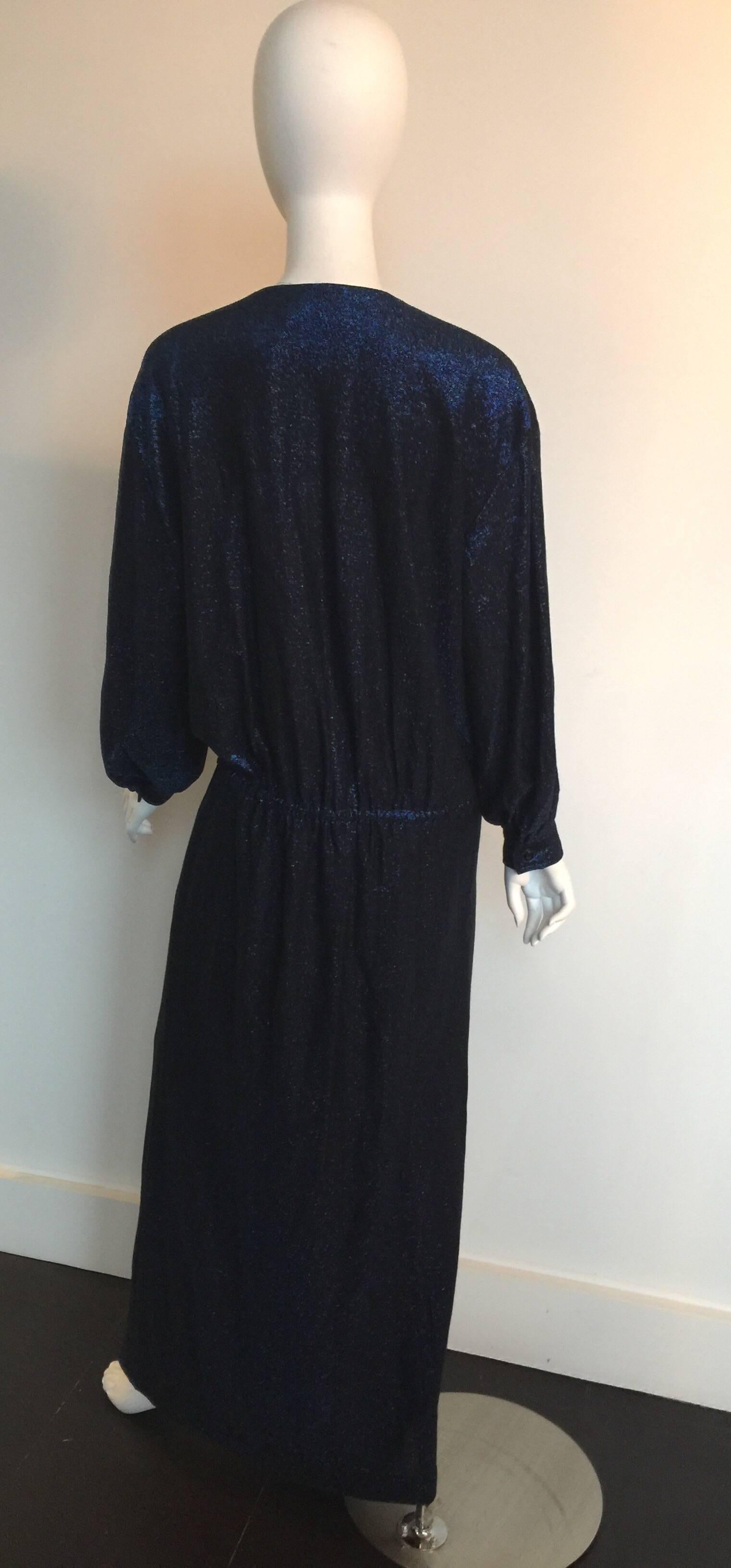 Giorgio di Sant'Angelo Midnight blue sparkle maxi dress  For Sale 1
