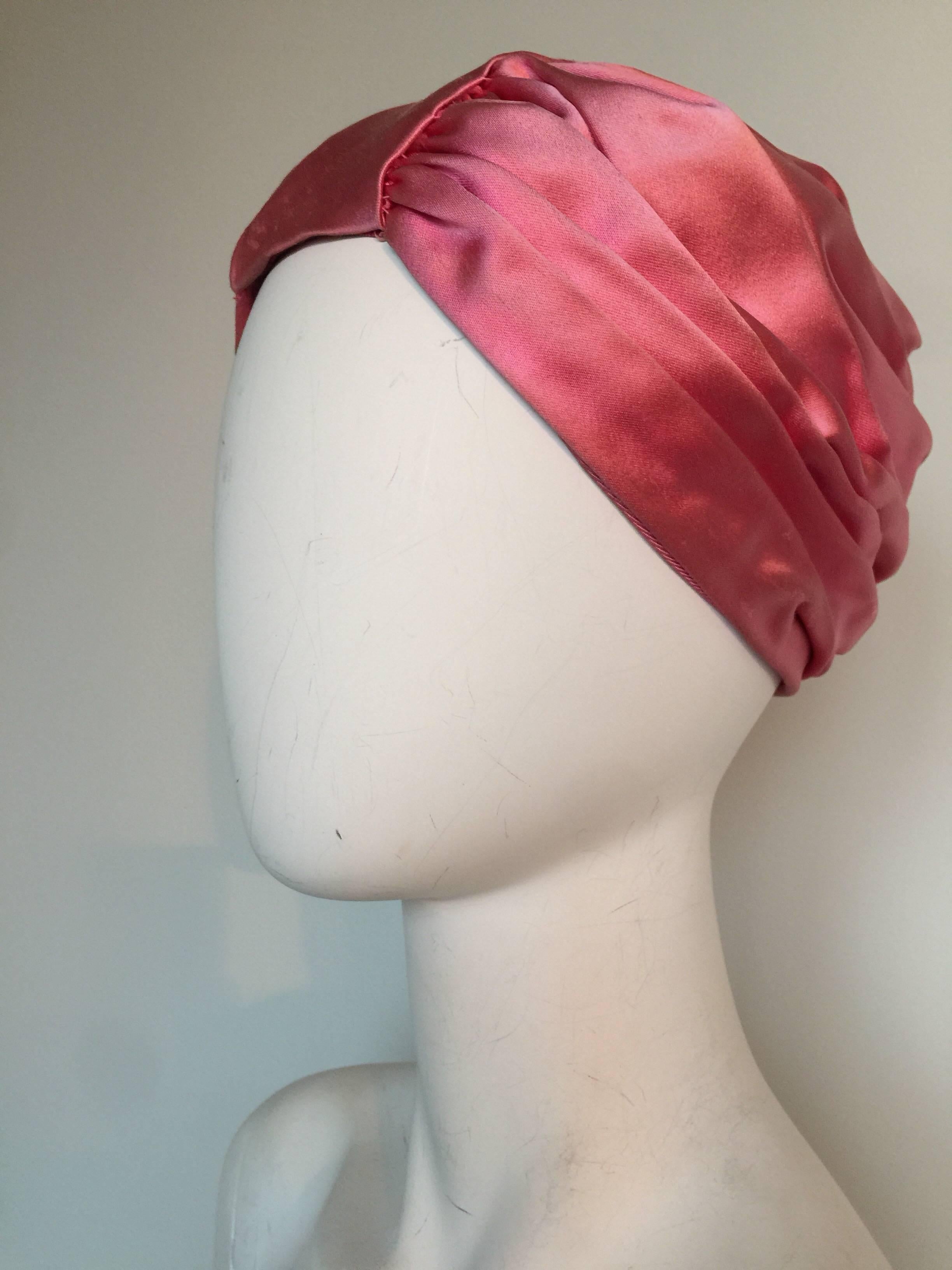 Gray Pink Silk Turban  For Sale