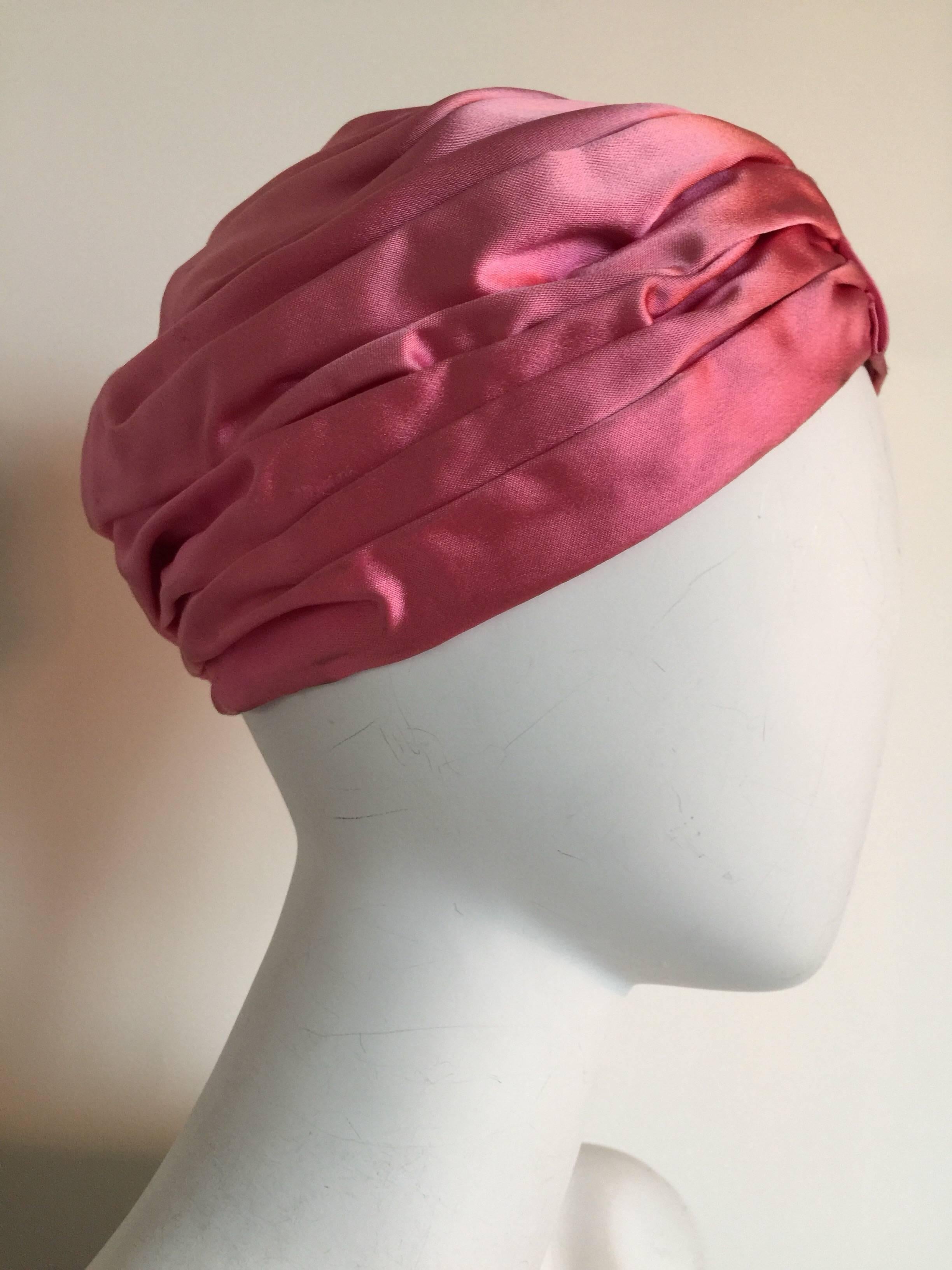 Pink Silk Turban  In Fair Condition For Sale In New York, NY
