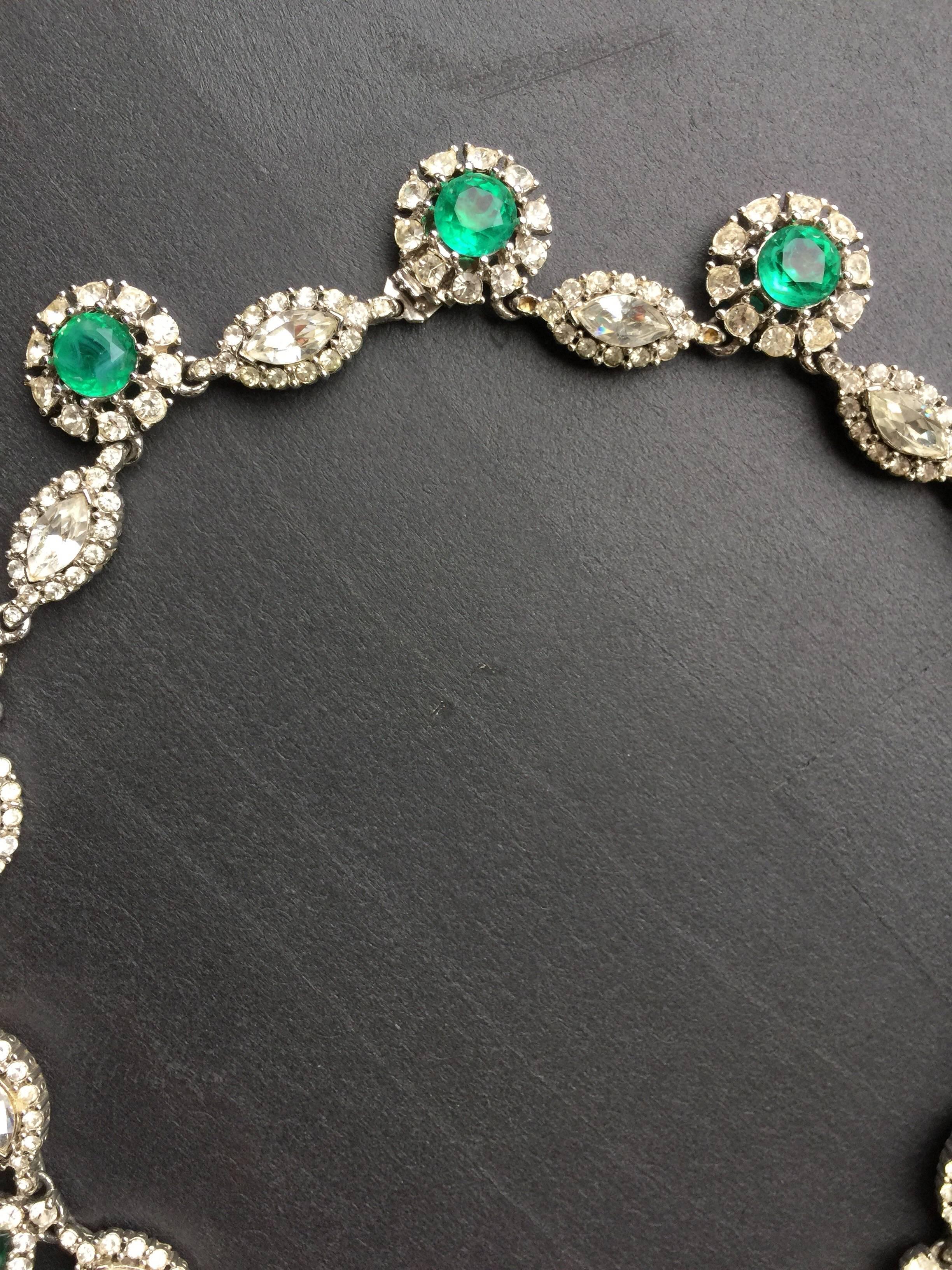 Women's or Men's Ciner emerald colored crystal necklace