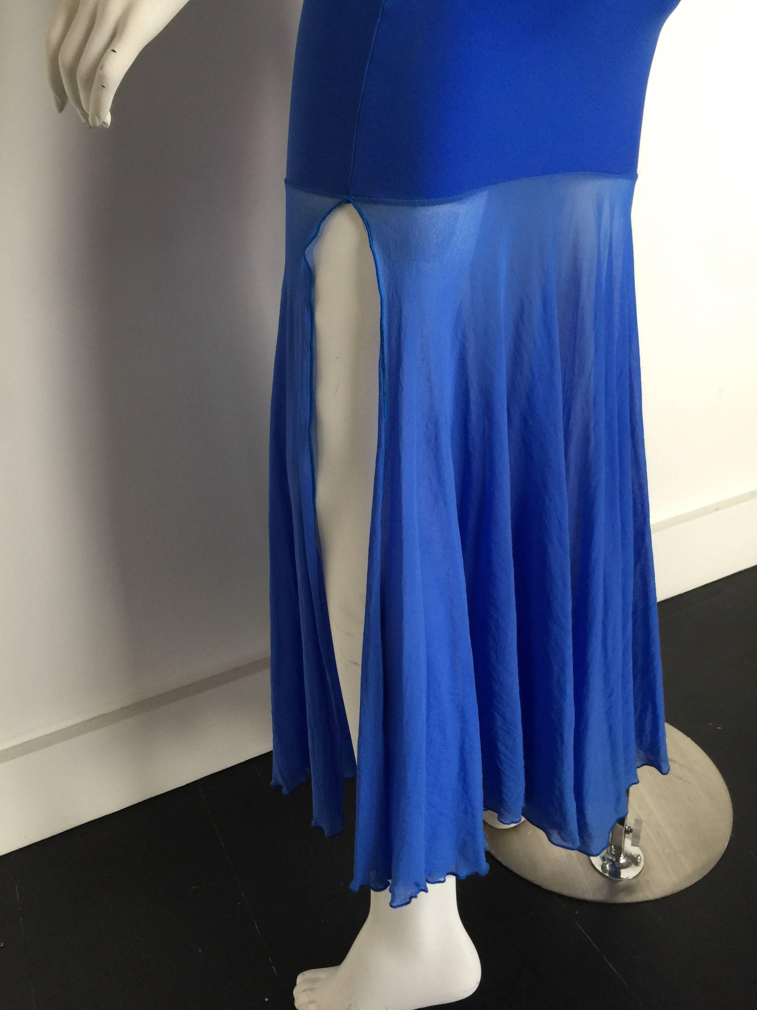 Blue Karl Lagerfeld royal blue mesh form fittings dress For Sale