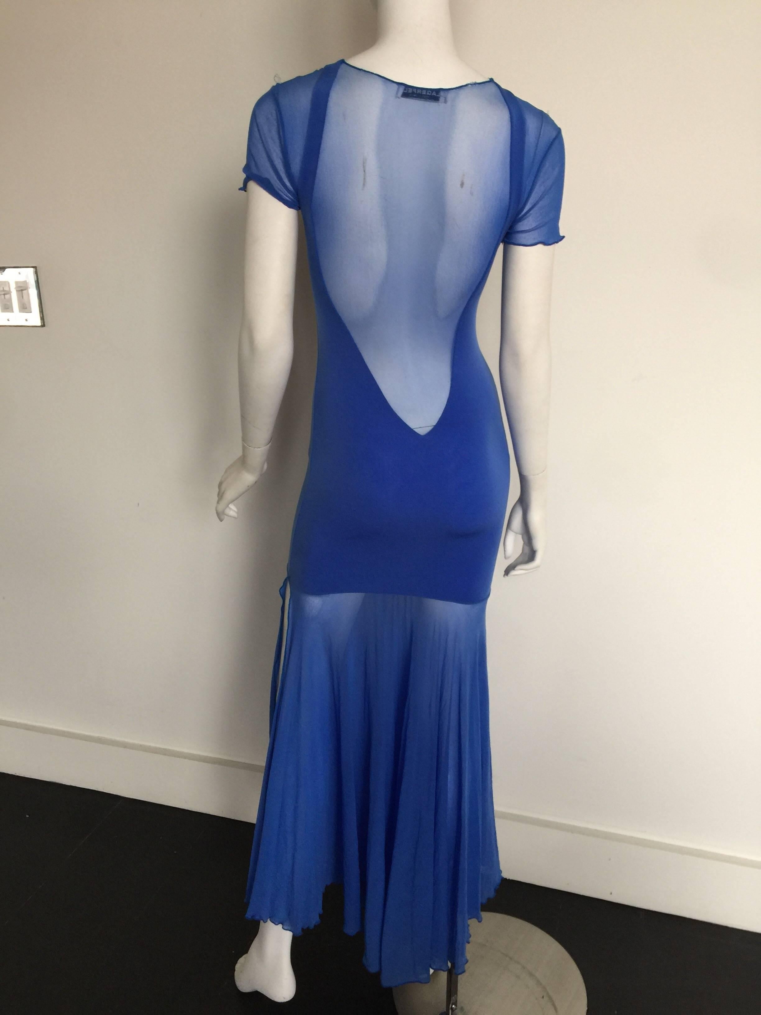 Karl Lagerfeld royal blue mesh form fittings dress In Good Condition For Sale In New York, NY