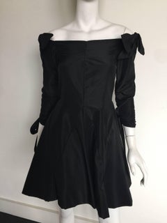 Bill Blass Black off the shoulder bow dress
