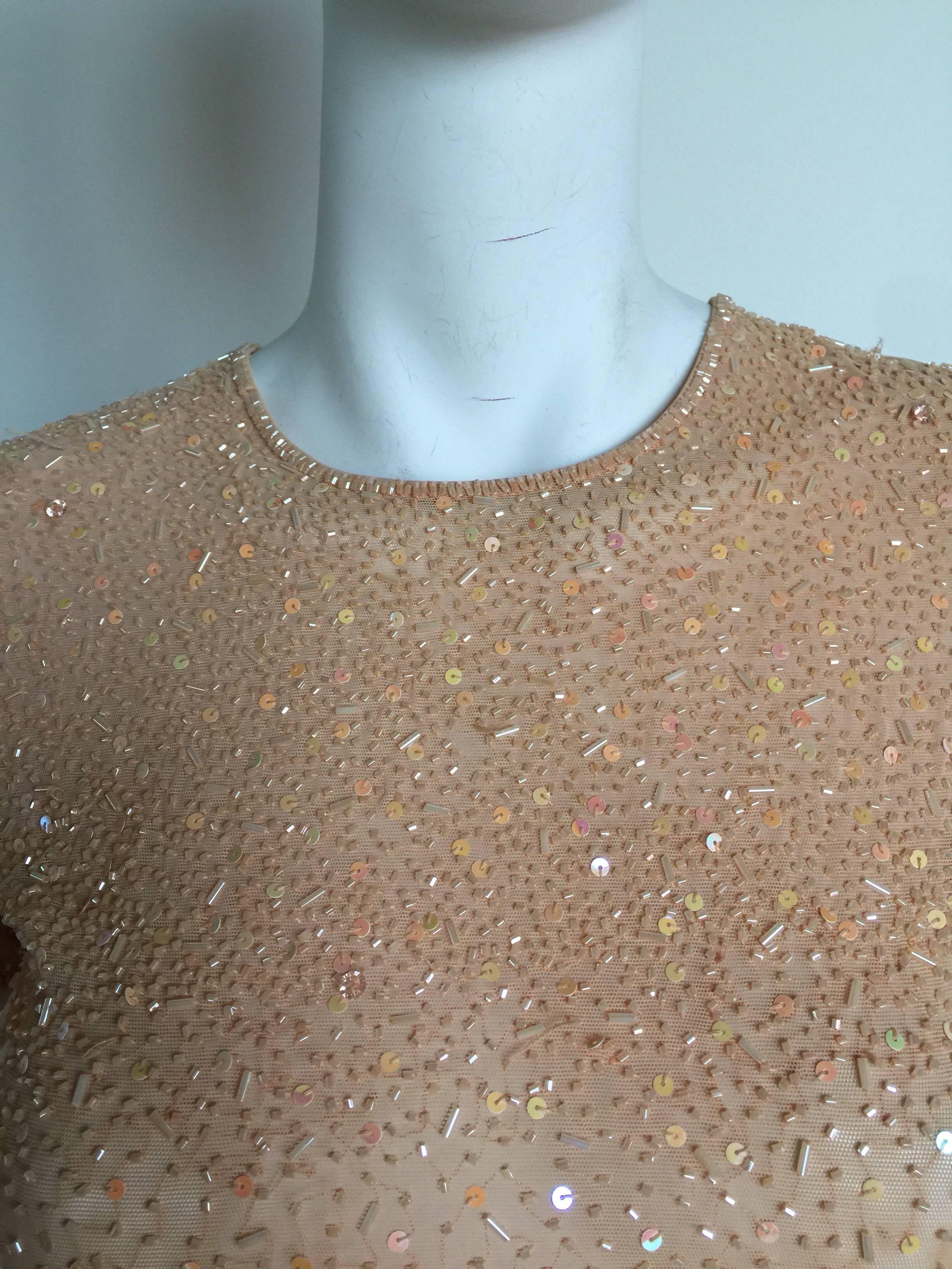 Armani Nude beaded top In Fair Condition For Sale In New York, NY