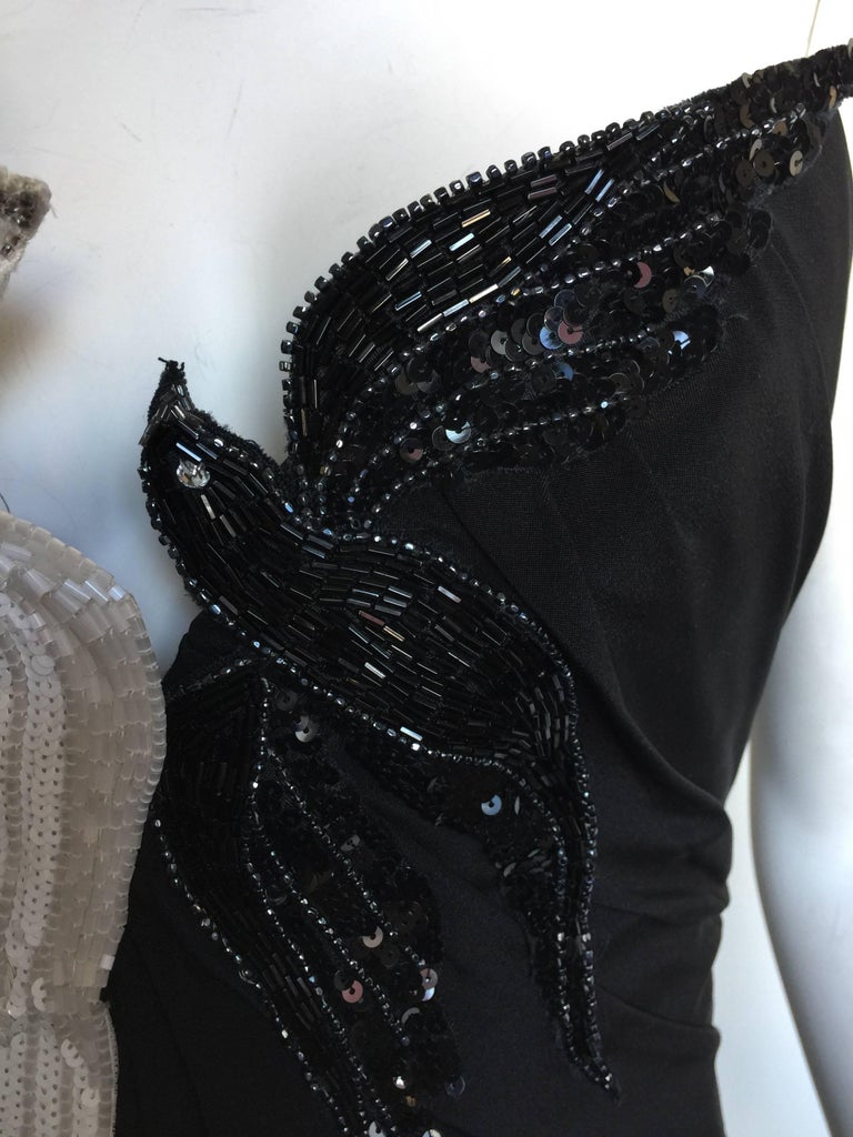 Bob Mackie black beaded bird gown For Sale at 1stDibs