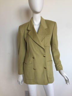 Gucci chartreuse green cashmere double breasted blazer