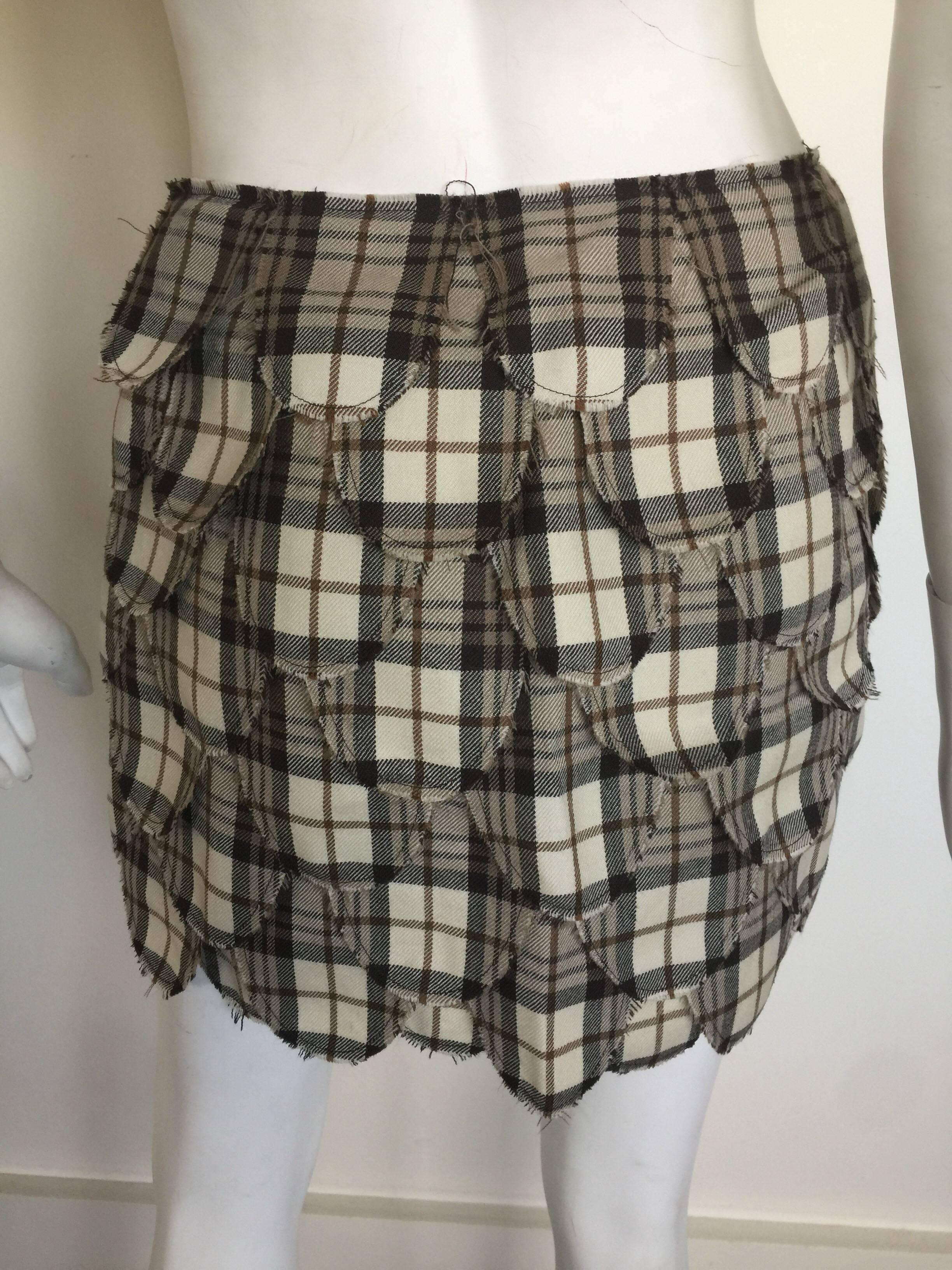 Women's or Men's Moschino brown plaid mini skirt  For Sale