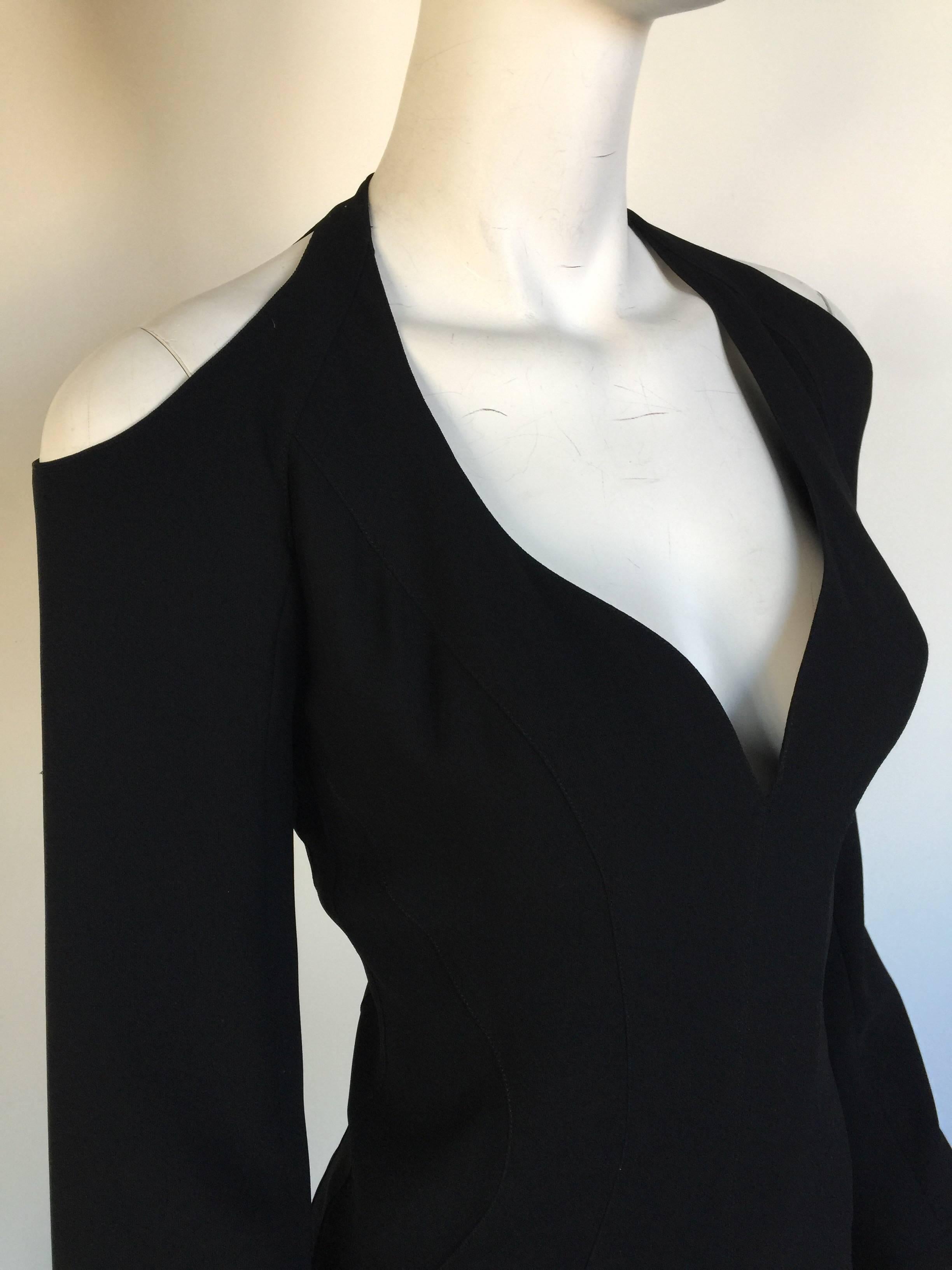 Black Thierry Mugler cut out shoulder dress  For Sale