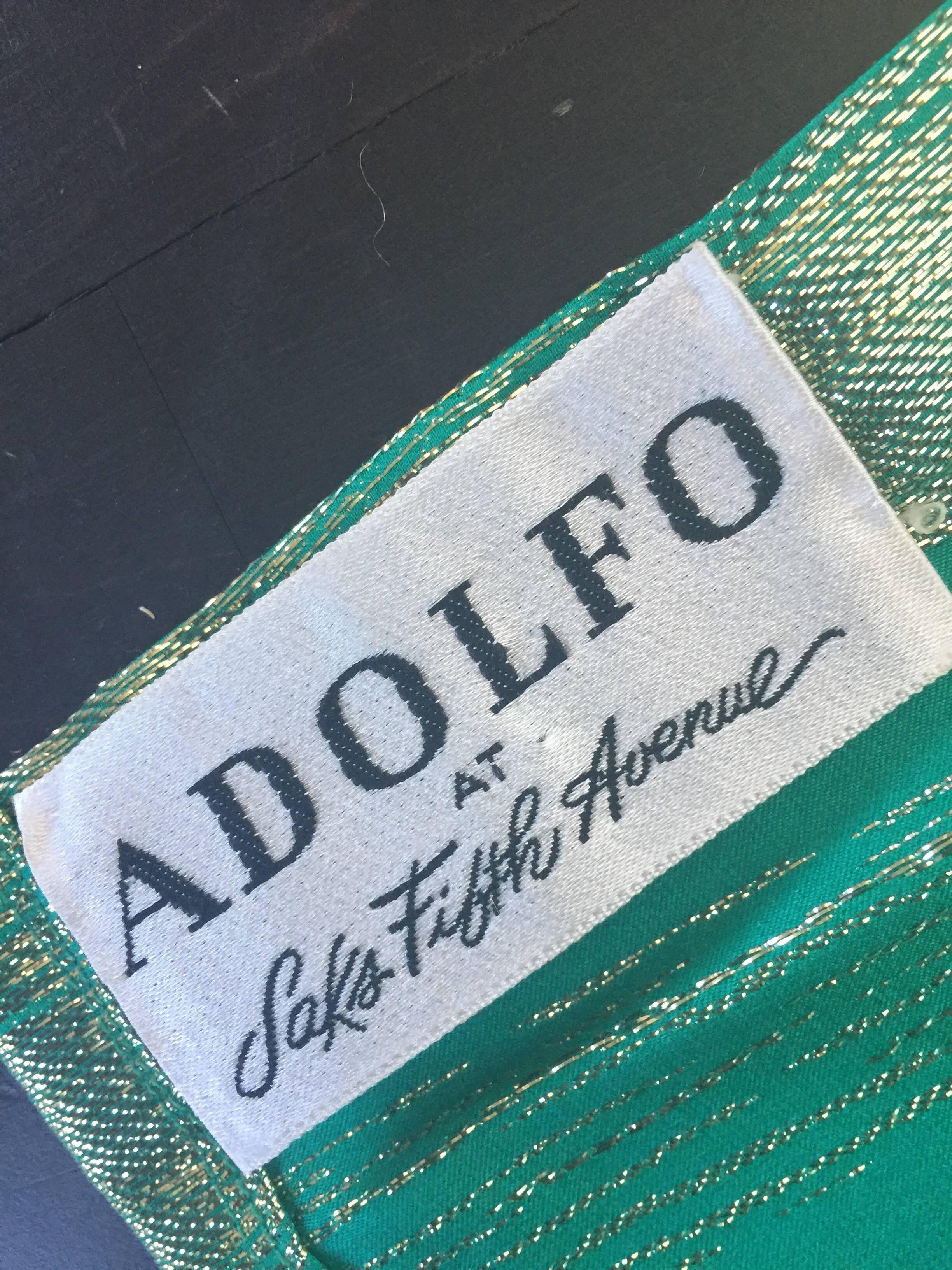 Adolfo metallic green blouse  In Fair Condition For Sale In New York, NY