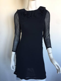 Givenchy Navy chiffon ruffle back mini dress