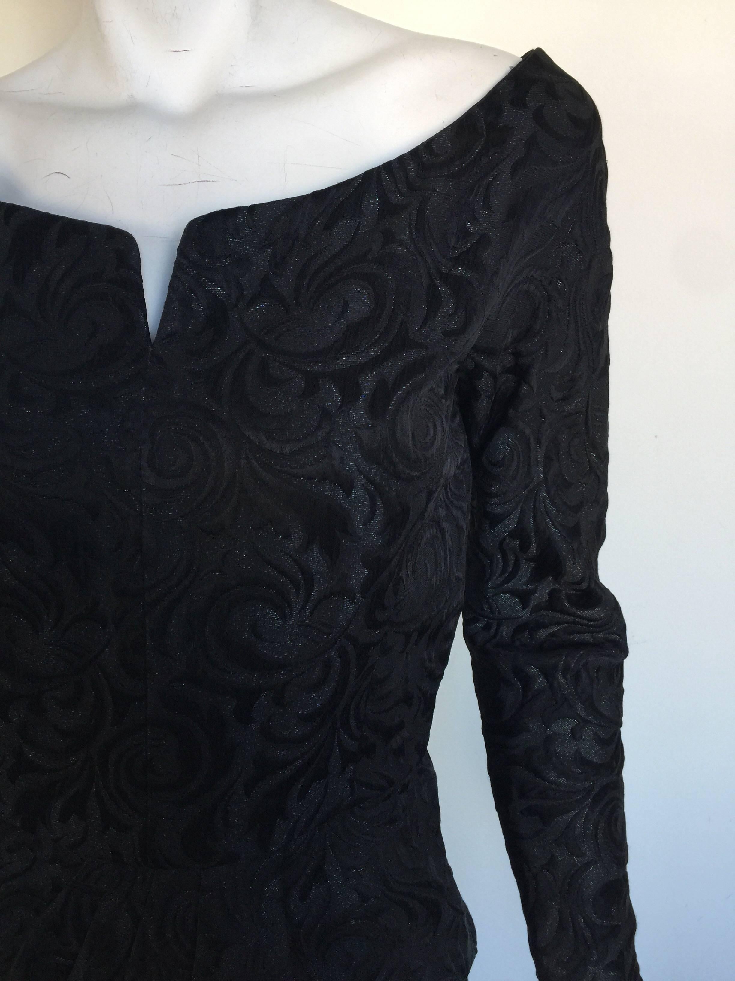Anne Klein brocade Black off shoulder dress For Sale 1