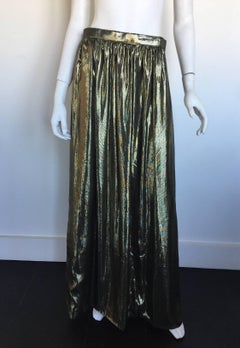 Adolfo metallic gold maxi dress