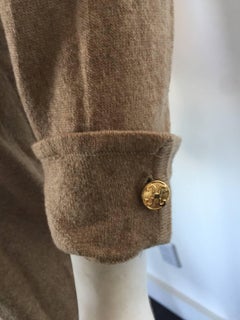 Chanel oatmeal and gold button midi dress