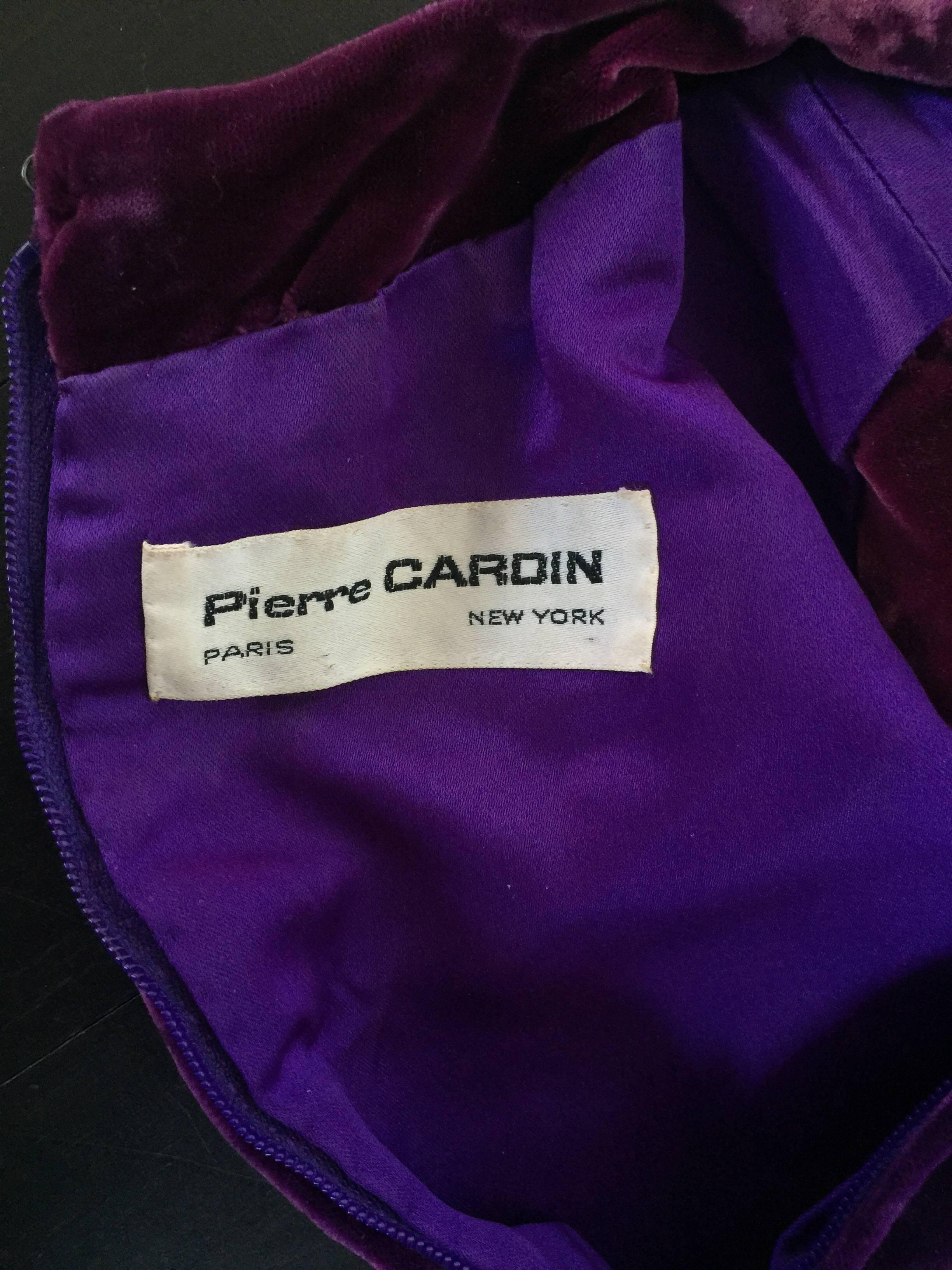 Pierre Cardin purple velvet side slit caftan For Sale 1