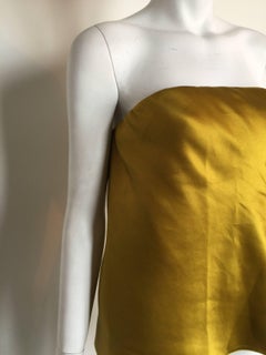 Lanvin silk chartreuse strapless blouse