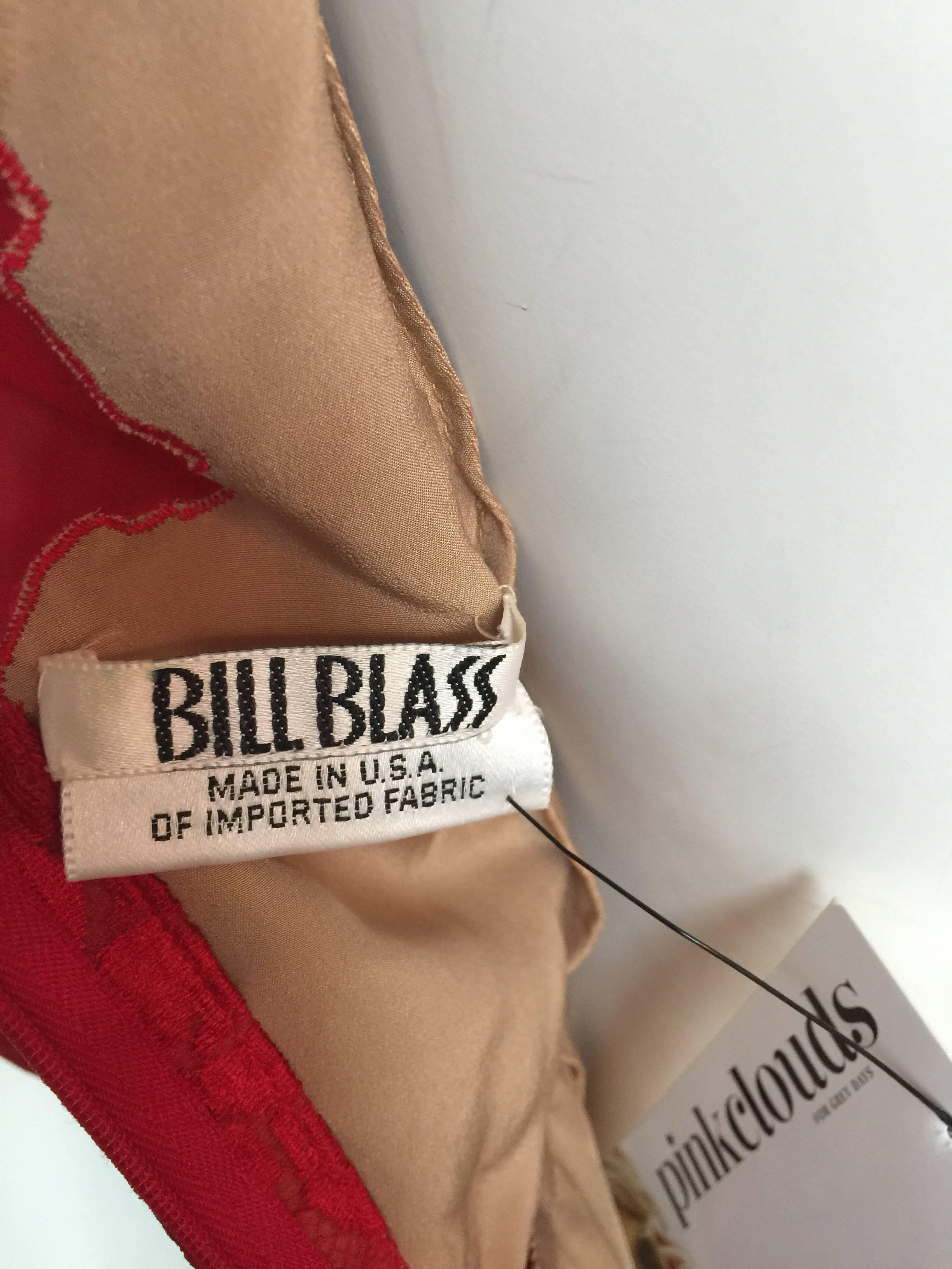 Bill Blass red silk and lace dress For Sale 3