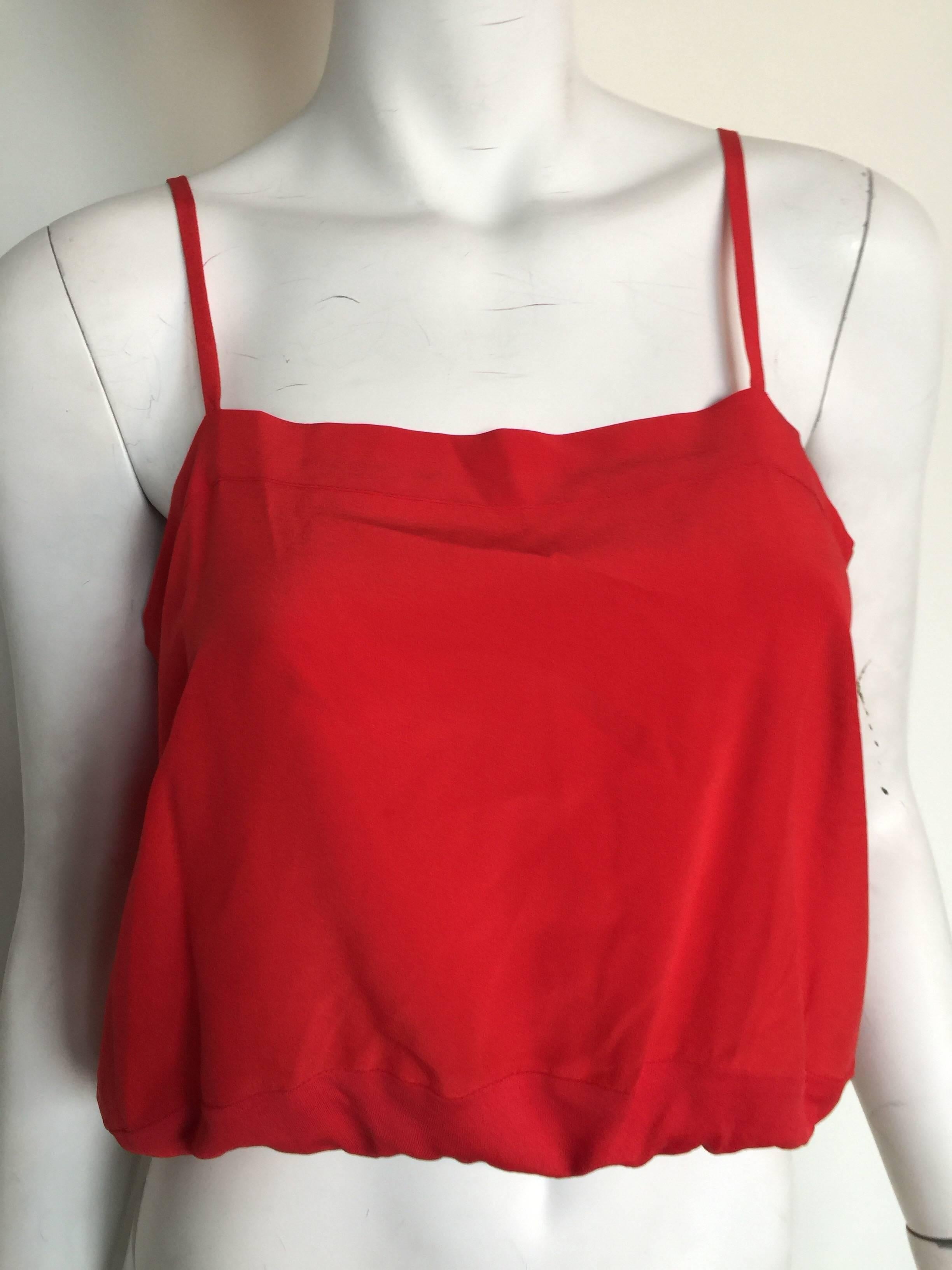 This cropped Chloe top is a size 44 but can easily be tailored smaller. 