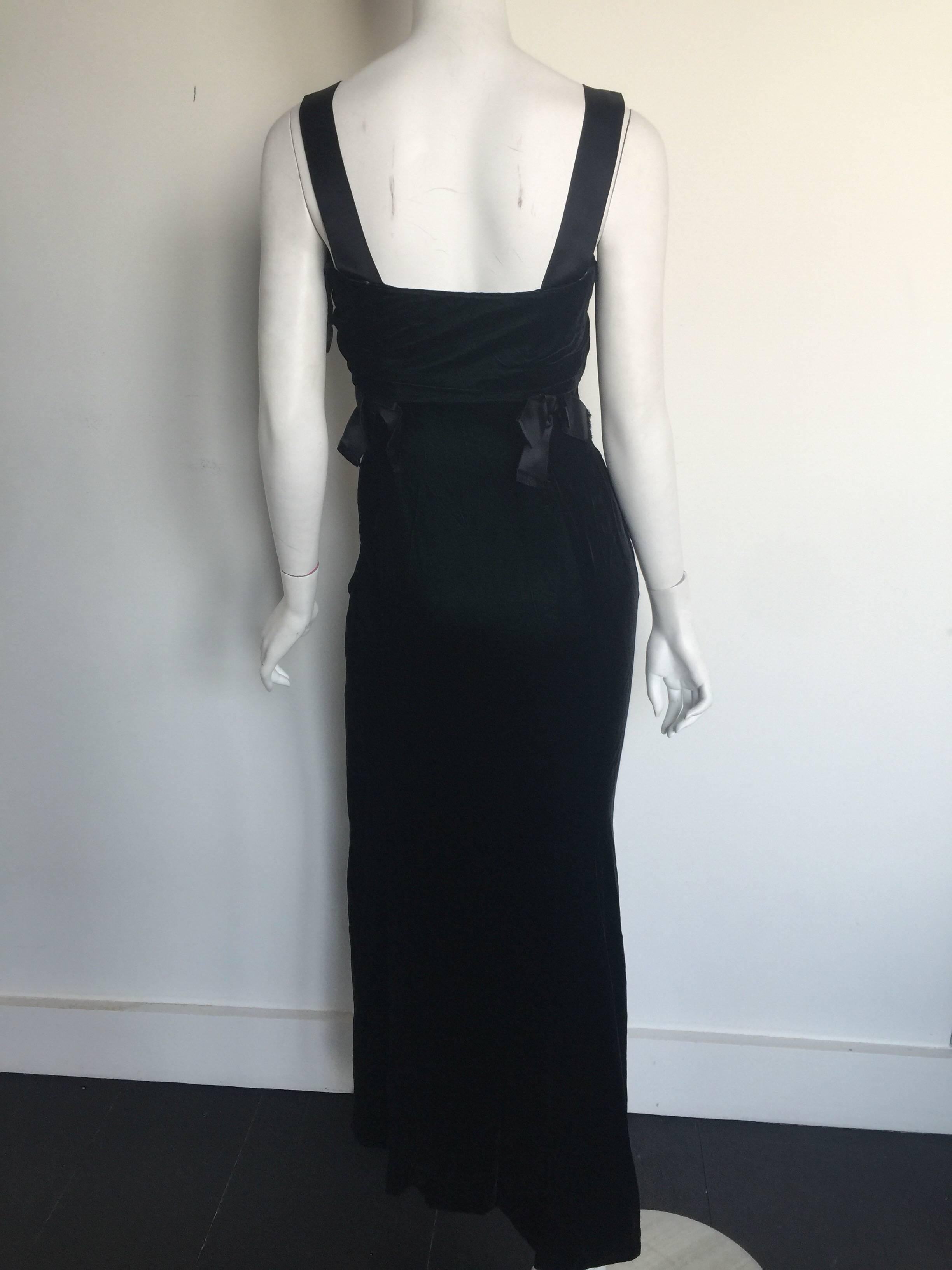 Oscar de la Renta dark green velvet dress For Sale 1
