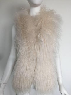 Ivory Mongolian fur knit vest
