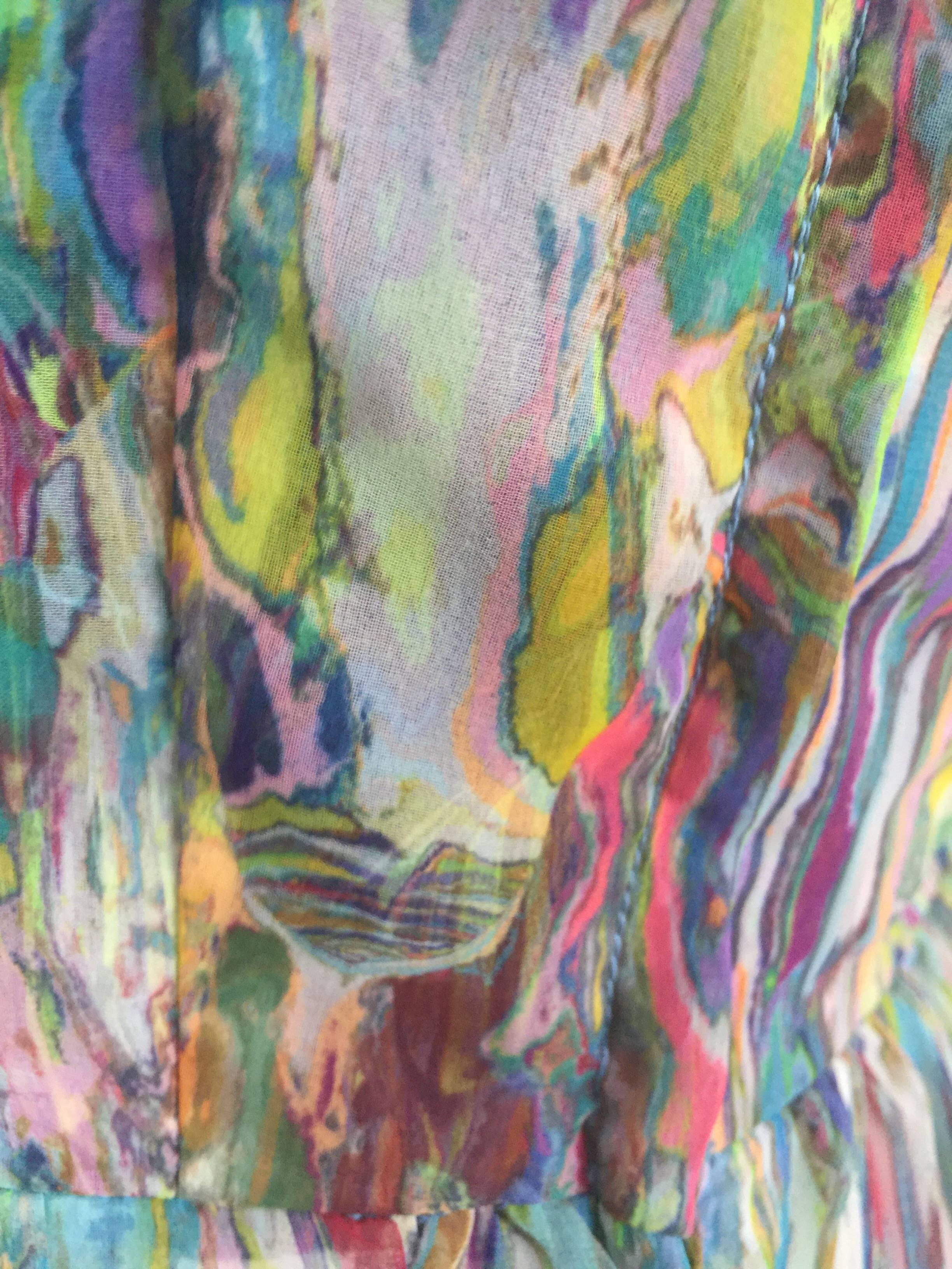 Multicolored sheer off shoulder maxi dress For Sale 3