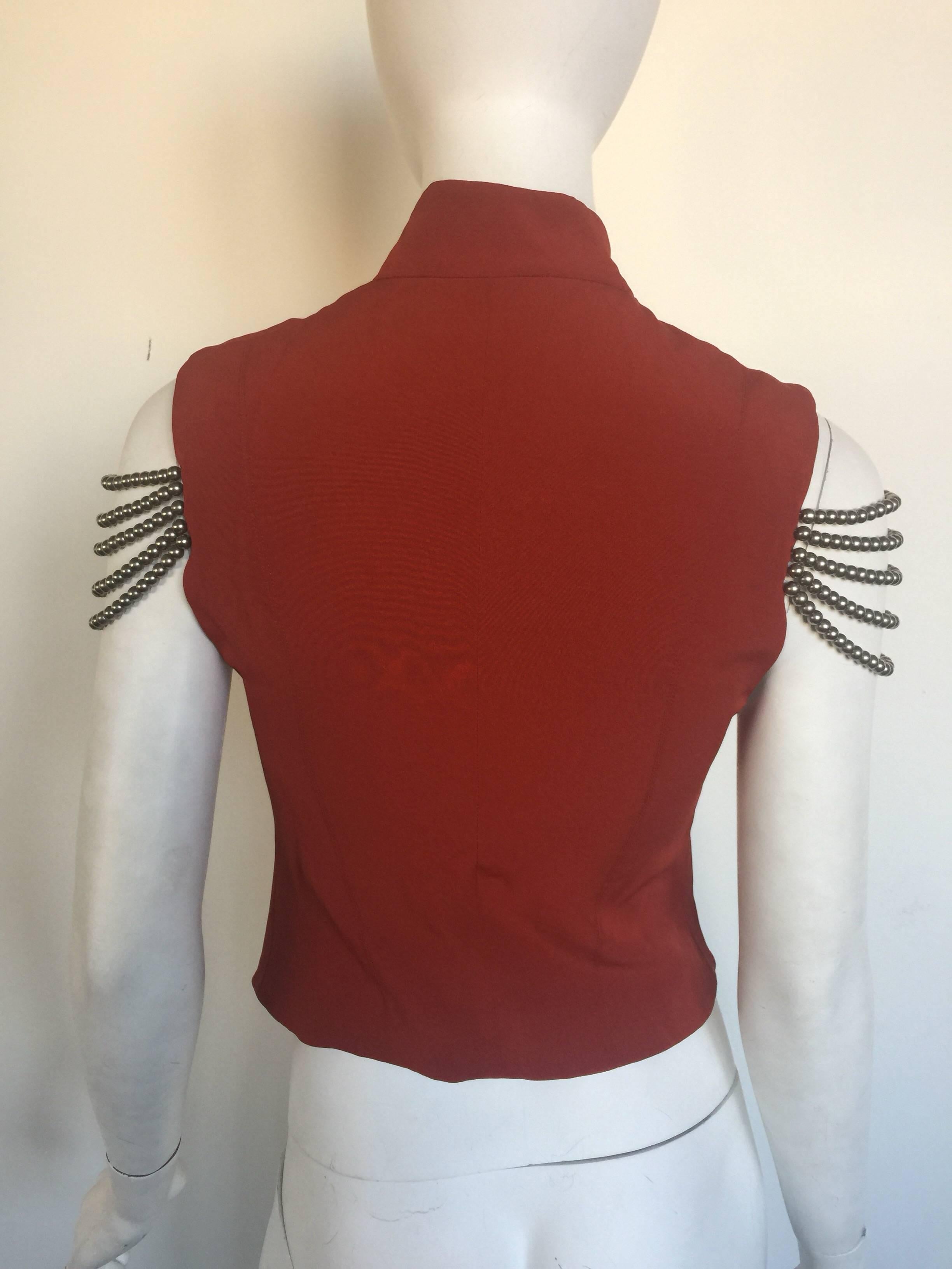 Ozbek red beaded vest For Sale 1