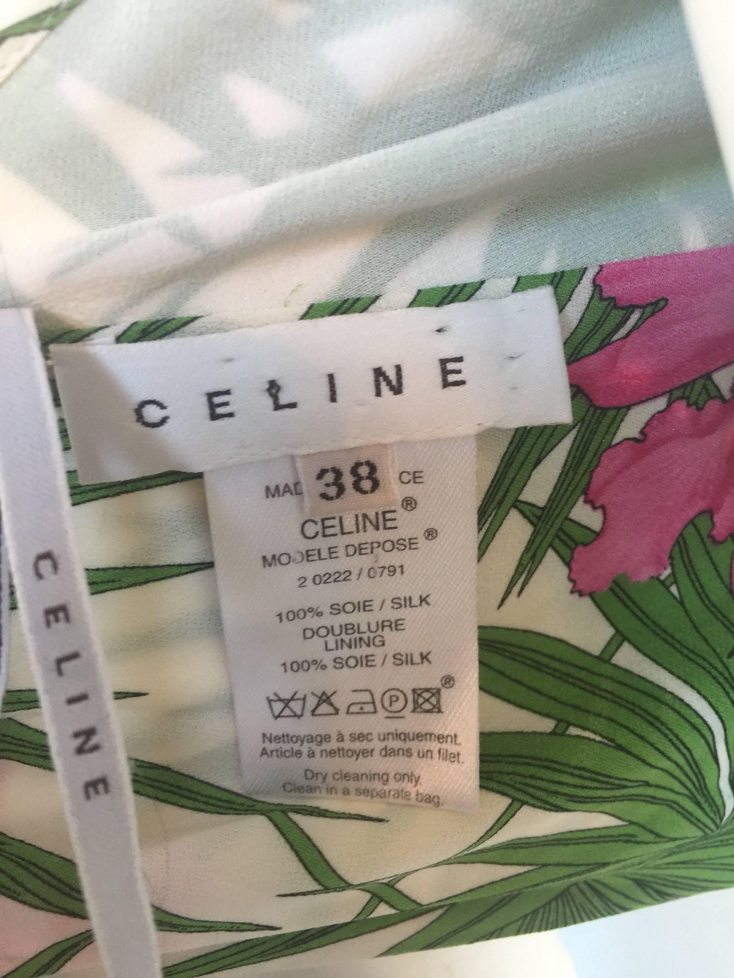 Celine palm print wrap fringe halter top For Sale 3