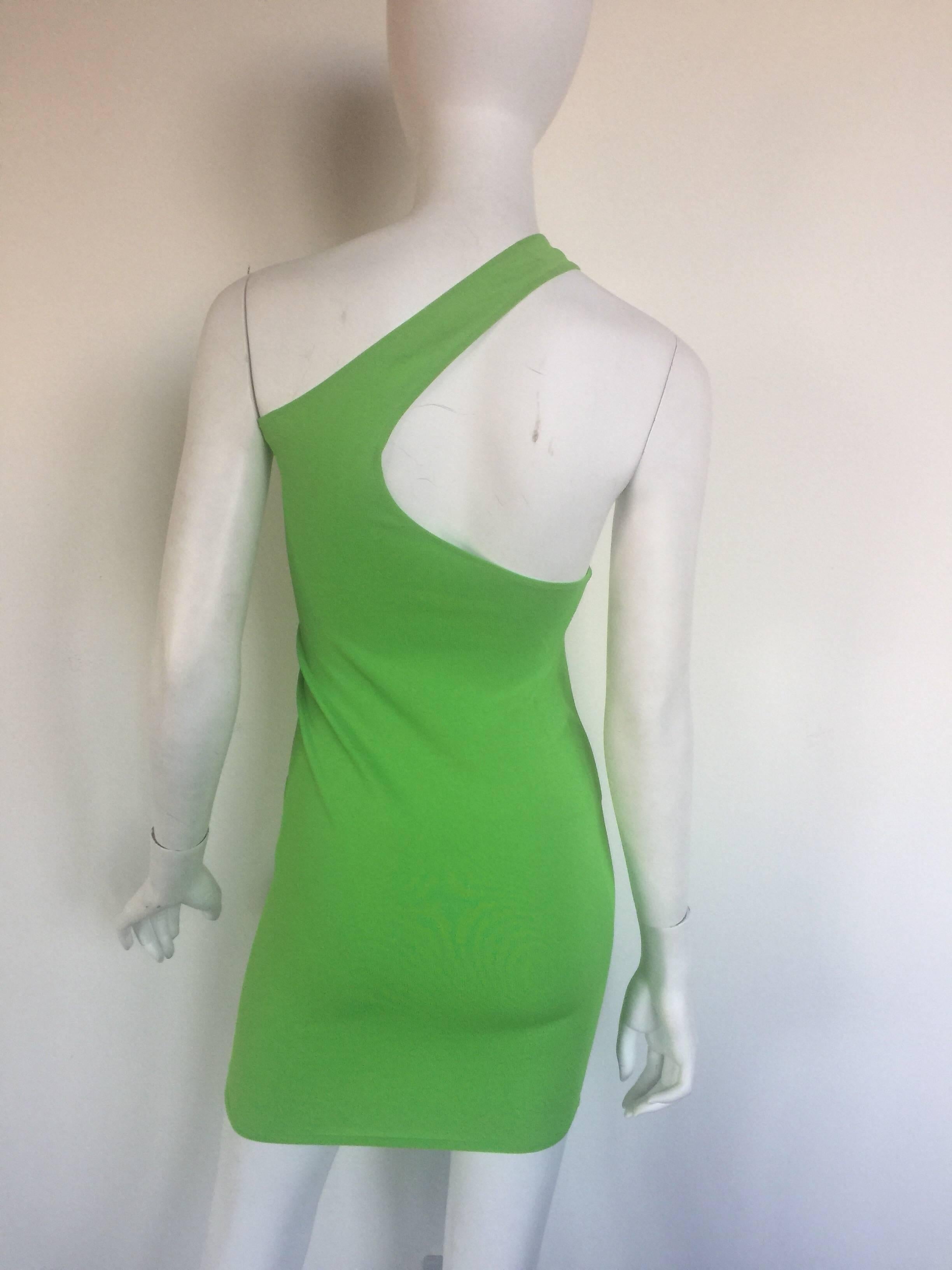 Green Gianni Versace lime green body con mini dress