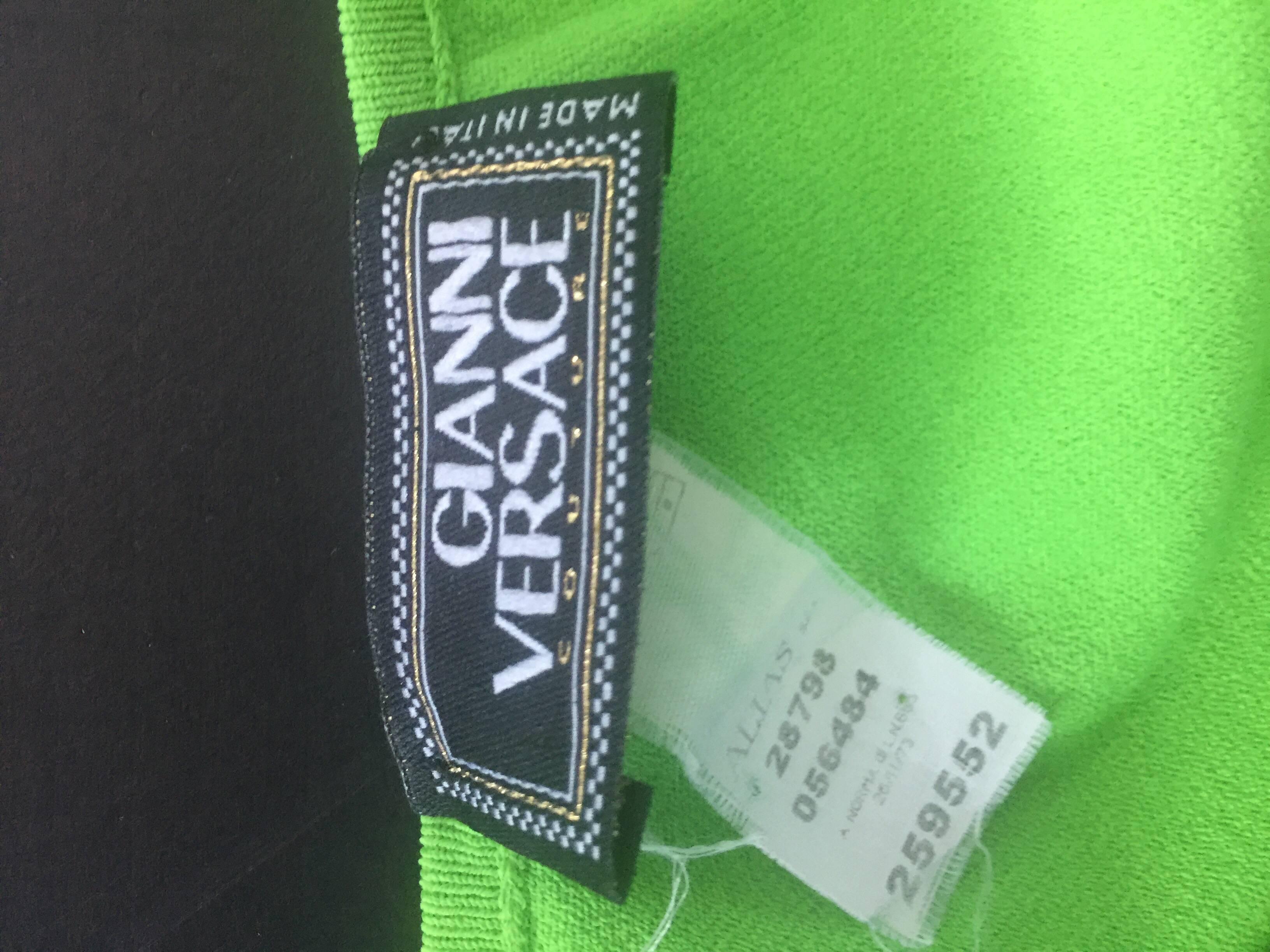 Gianni Versace lime green body con mini dress In Good Condition In New York, NY