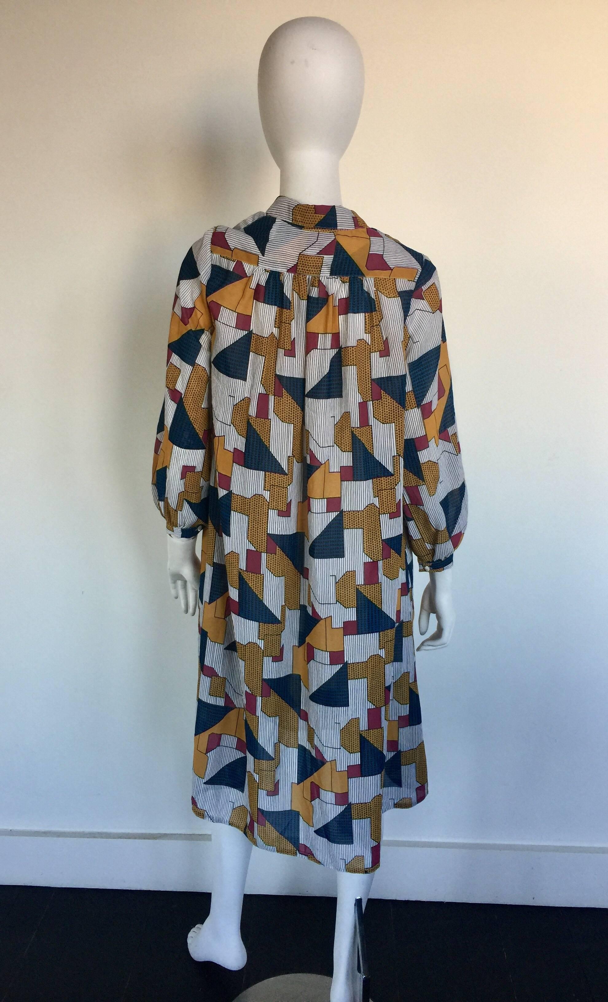 Women's or Men's Geometric print button down midi dress For Sale