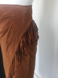 Suede fringe wrap skirt