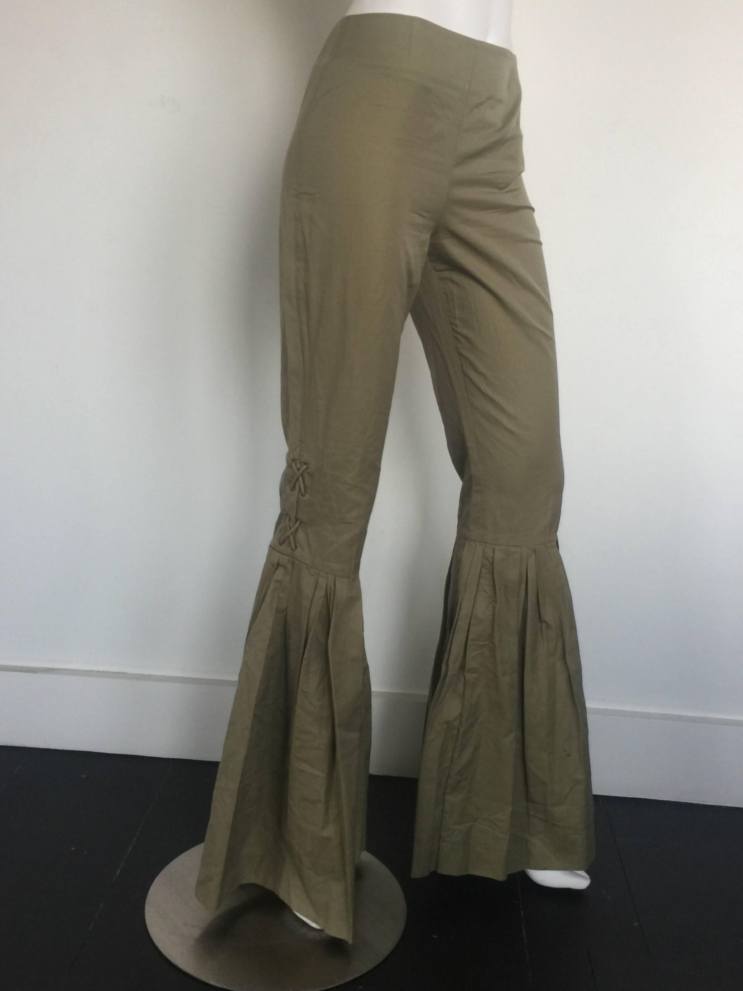 pleated bell bottom jeans