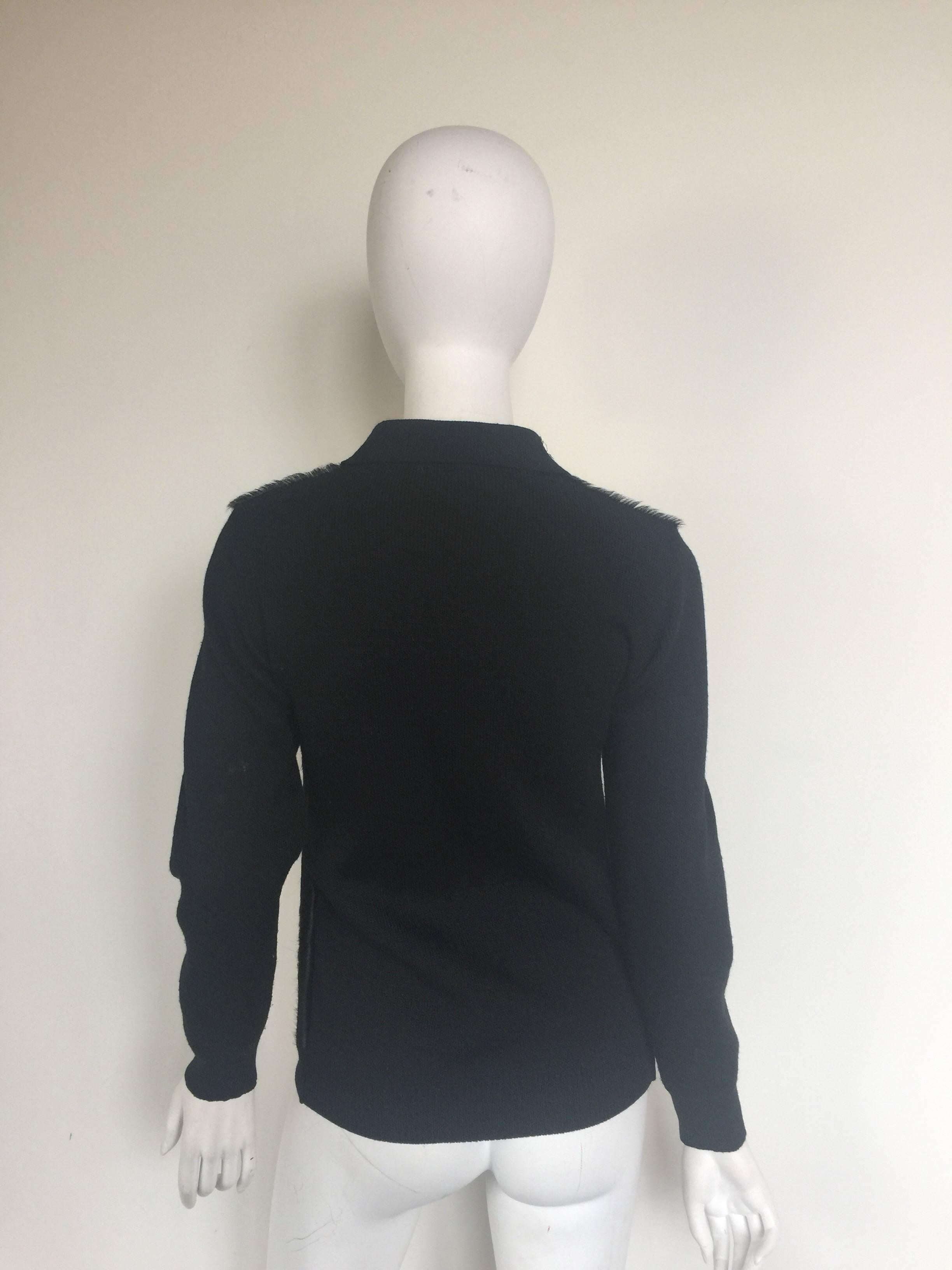 Black pony hair knit sweater  For Sale 1