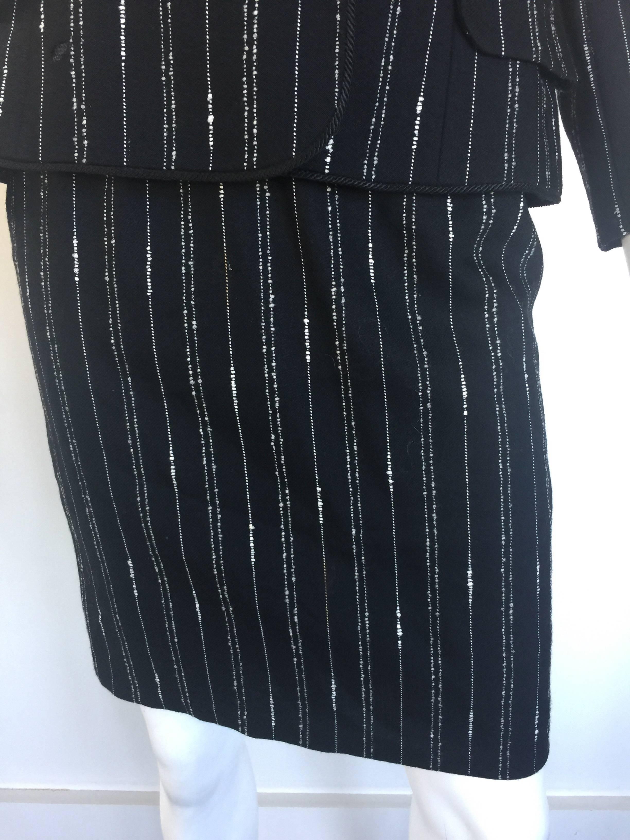 Givenchy black and white pinstripe skirt suit In Fair Condition For Sale In New York, NY