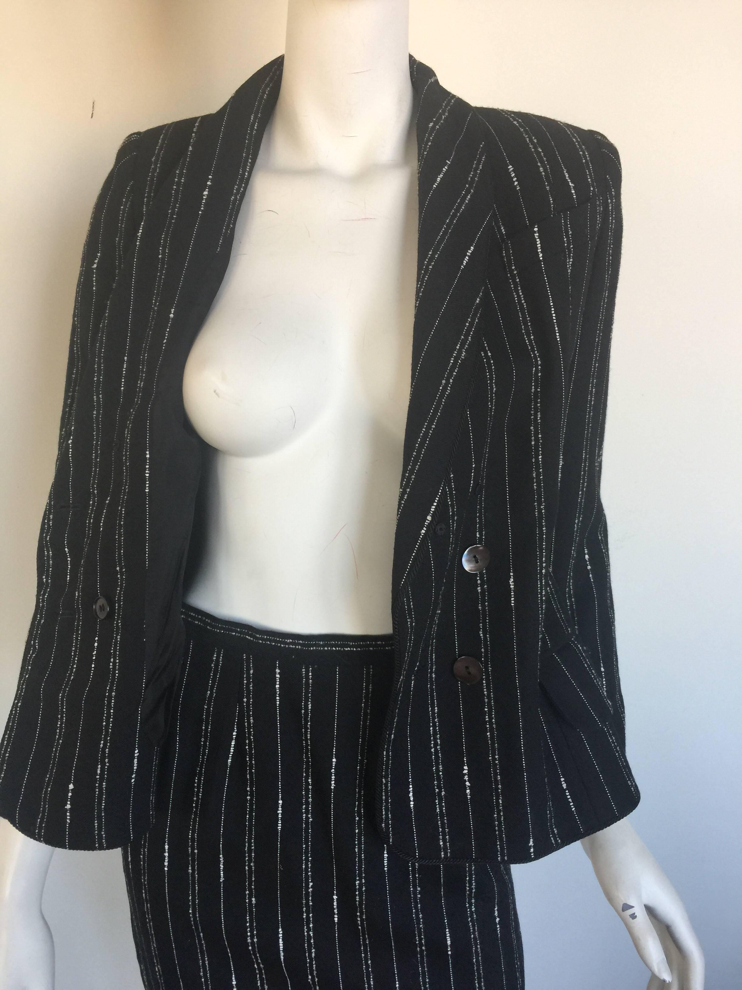 Women's or Men's Givenchy black and white pinstripe skirt suit For Sale