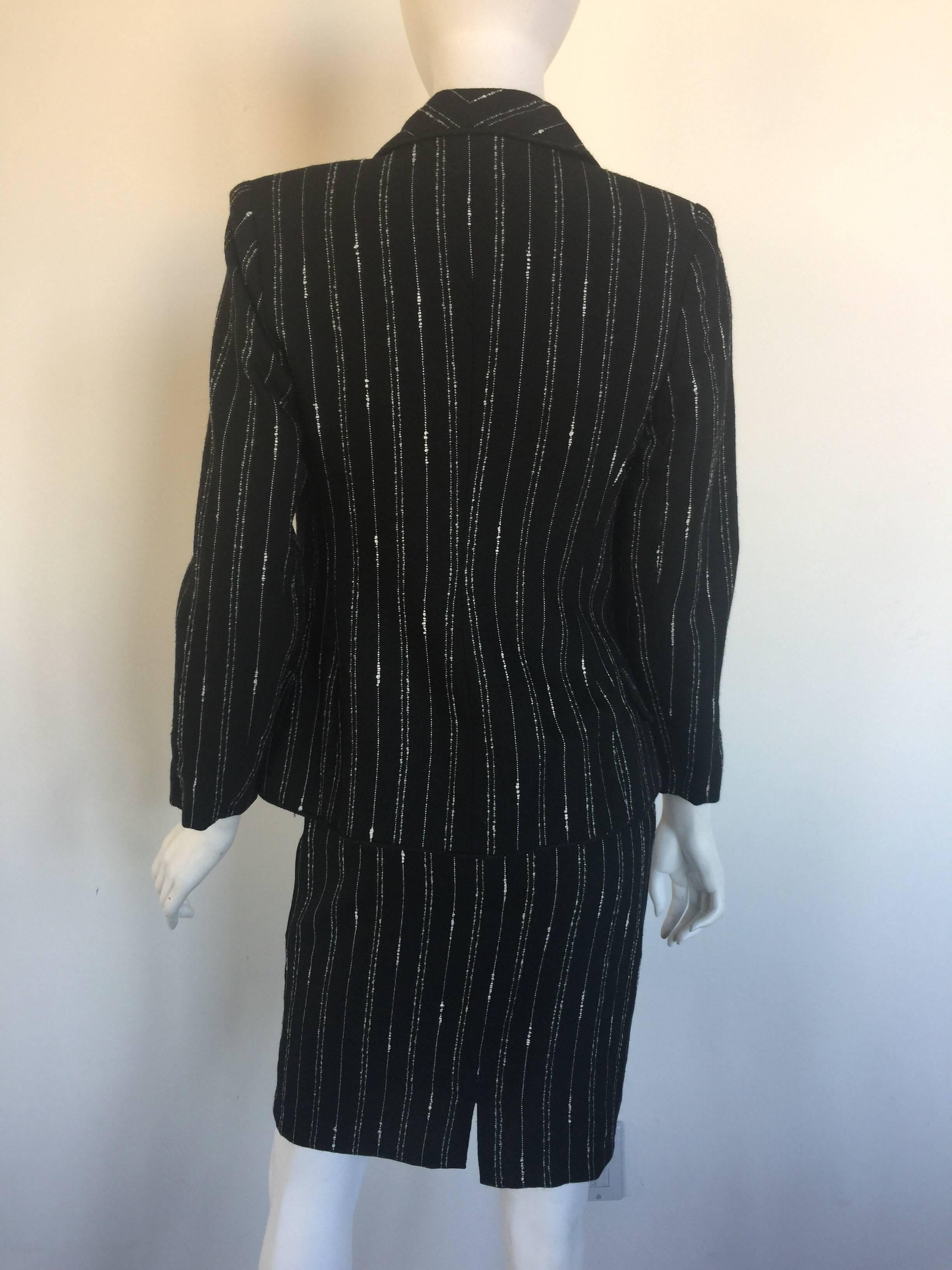 Givenchy black and white pinstripe skirt suit For Sale 2