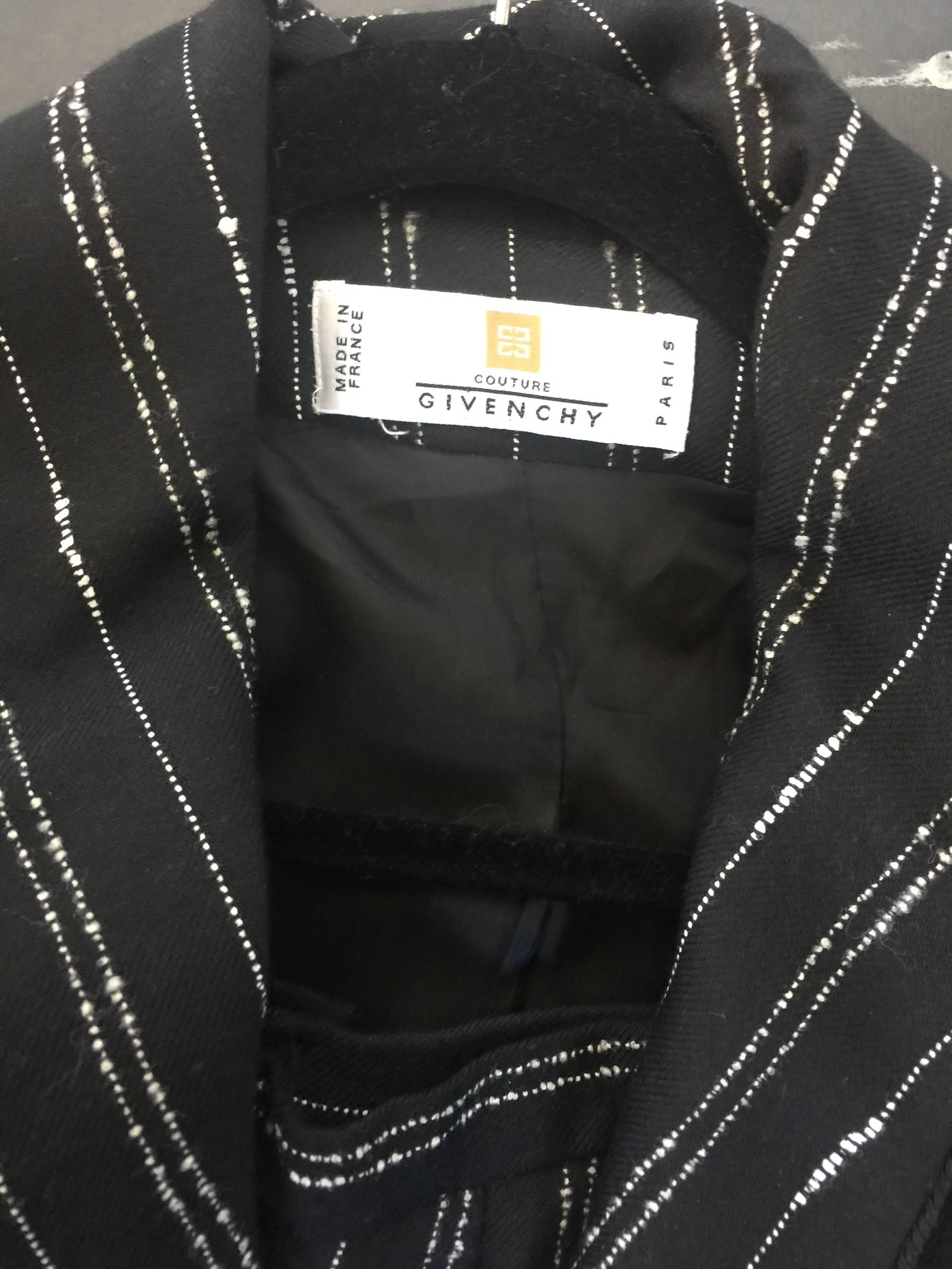 Givenchy black and white pinstripe skirt suit For Sale 3
