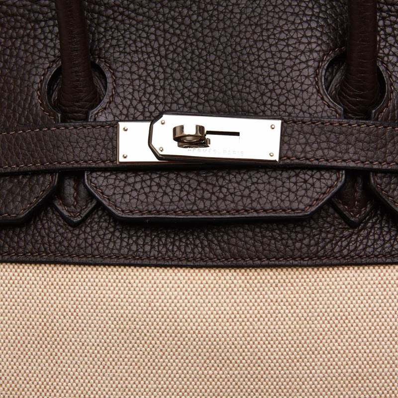 Birkin Veau Taurillon Clemence Leather and Toile 35 at 1stdibs