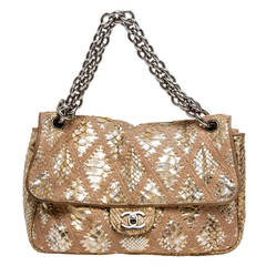 Chanel Flap Bag Quilted Python Large