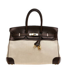 Hermes Birkin Leather and Toile 35