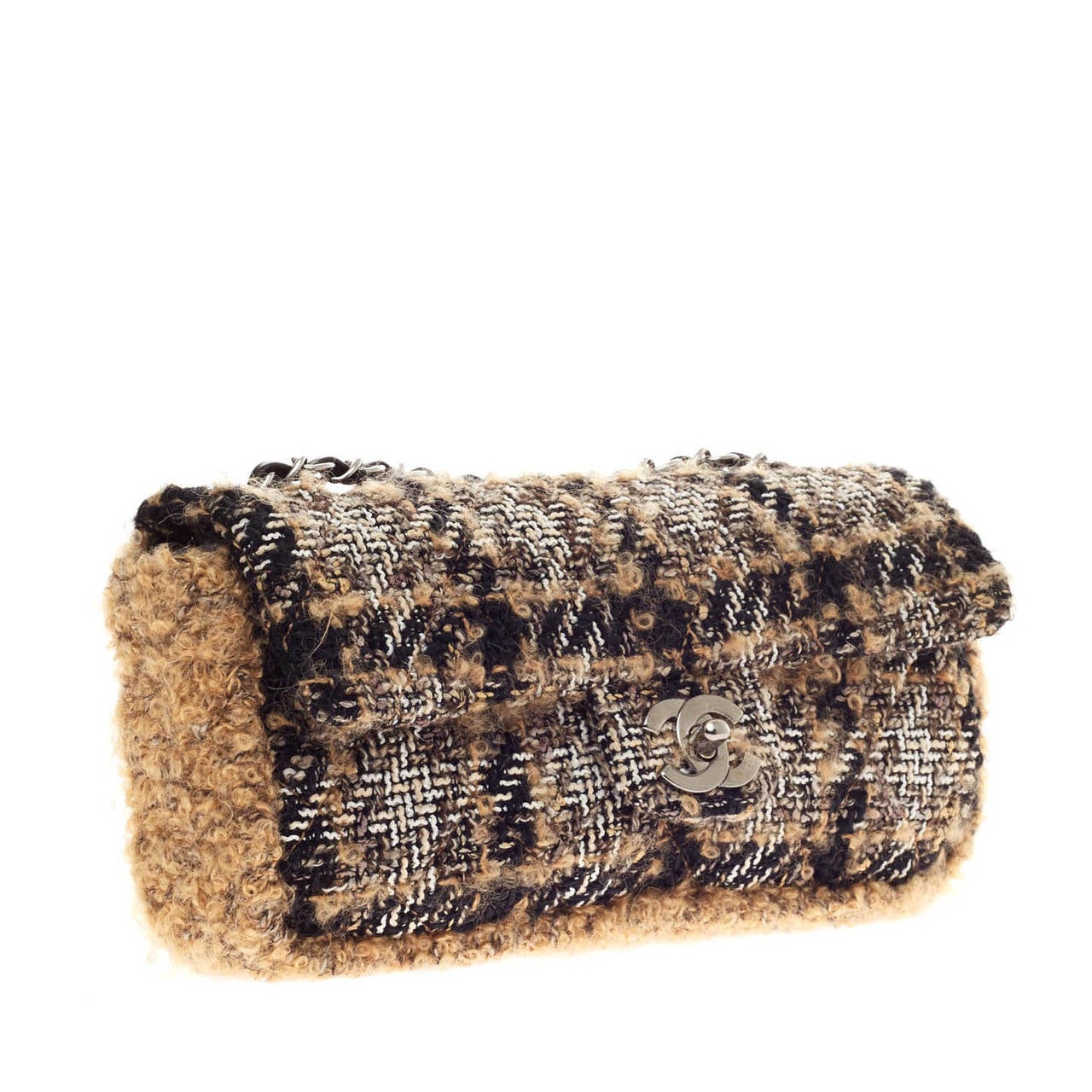 Chanel Flap Bag Tweed East West In Good Condition In NY, NY