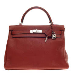 Hermes Kelly Rouge H Fjord with Palladium Hardware 35