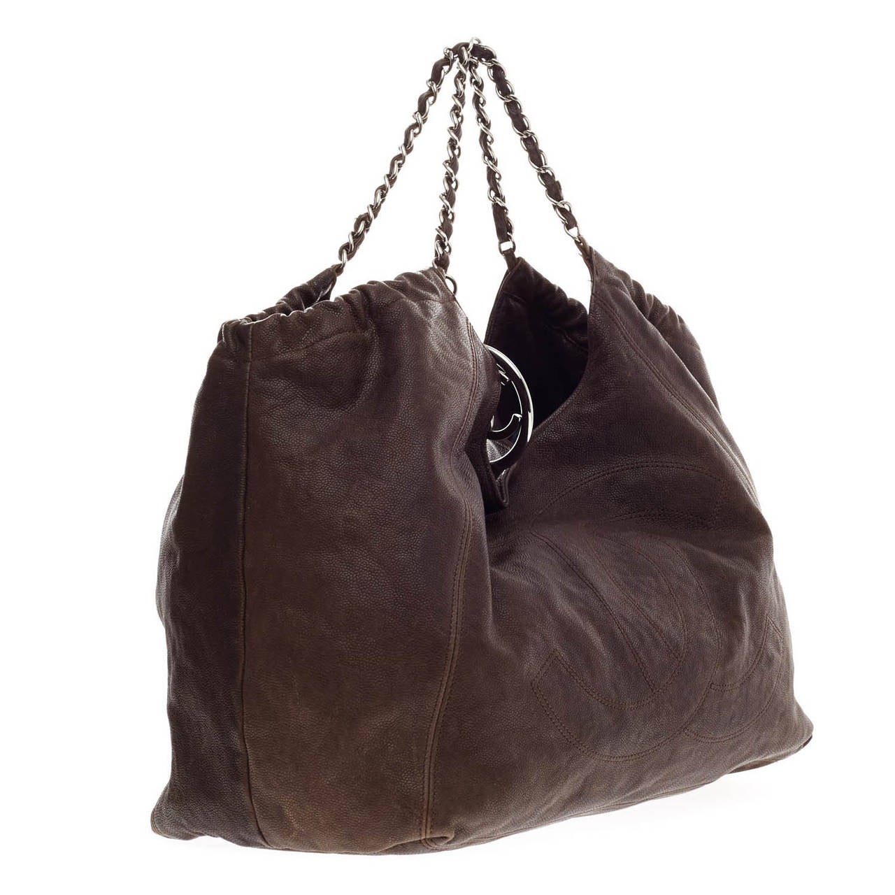 Chanel Coco Cabas CC Logo Distressed Caviar Extra Large In Good Condition In NY, NY
