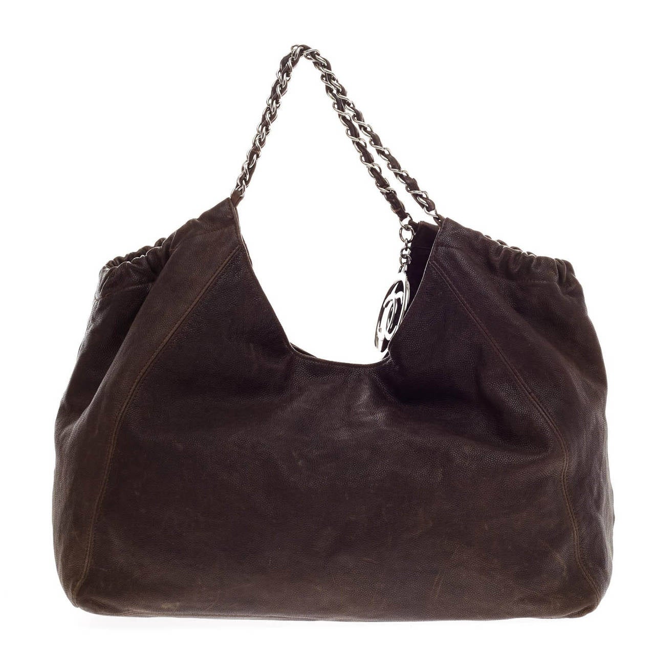 Women's Chanel Coco Cabas CC Logo Distressed Caviar Extra Large